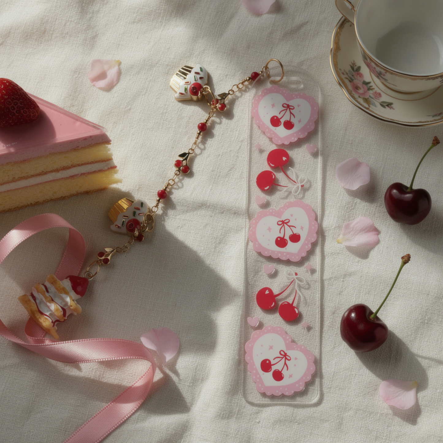 Cherries Bookmark. Cherry Cake Bookmark. Cake Cherries Bookmarks. Cherries Cake Bookmark. Cherry Lover Bookmark Gift. Cherry Lover Gift
