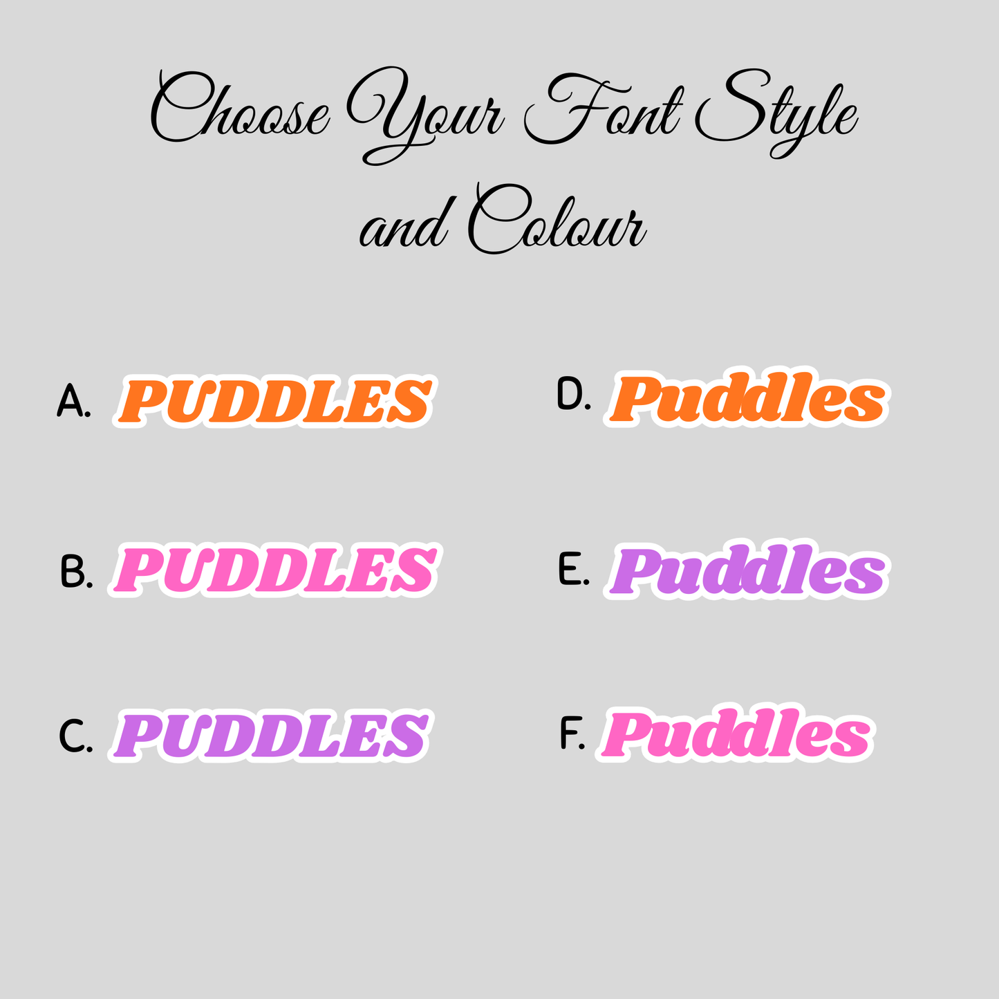 Choose your font style and colour for the Comic Style Pet Magnet Custom Pet Photo Ceramic Magnet Pet Portrait Fridge Magnet Pet Photo Magnet Custom Pet Portrait Ceramic Fridge Magnet