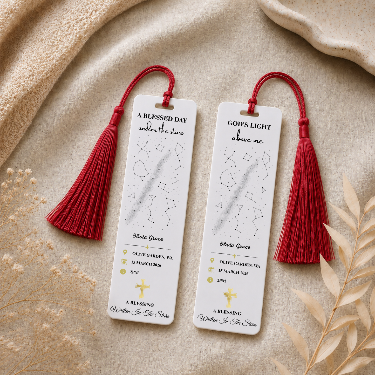 Baptism Star Alignment Bookmark. Custom Baptism Bookmark. Acrylic Bookmark, Personalised Baptism Gift