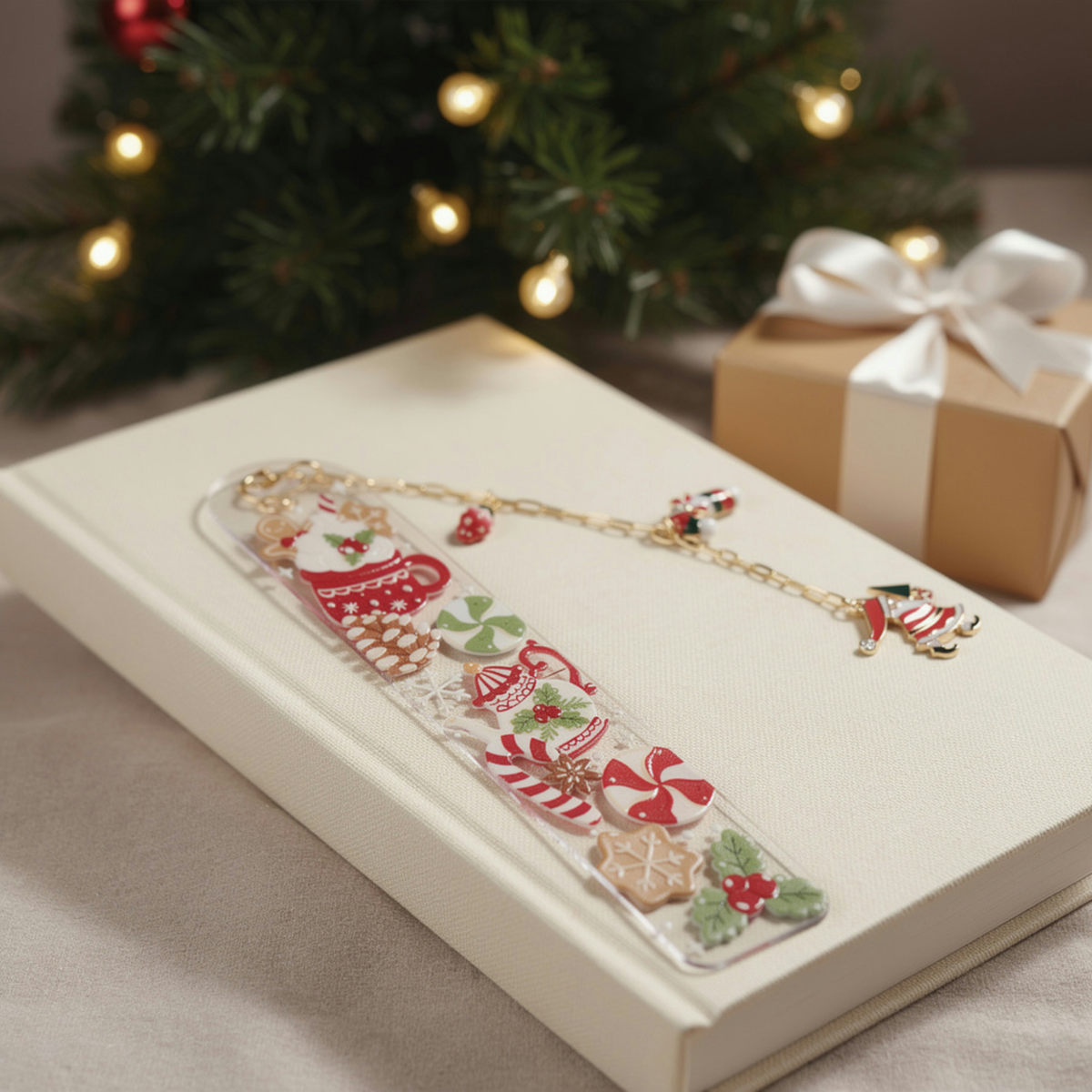 Christmas Bookmark with Charms . Acrylic Christmas Bookmark with Charms . Secret Santa Gift for Book Lovers . Bookmark Gift Stocking Filler