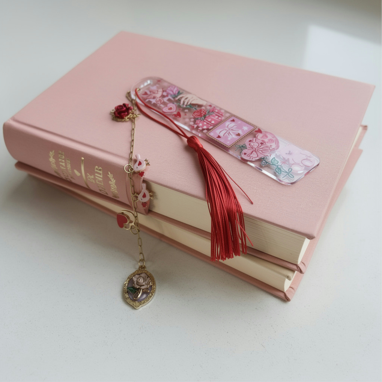 Romantic Bookmark. Valentine Bookmark with Charm. Love Letter Bookmark Love Themed Bookmark Romantic Bookmark for Readers Pink Love Bookmark