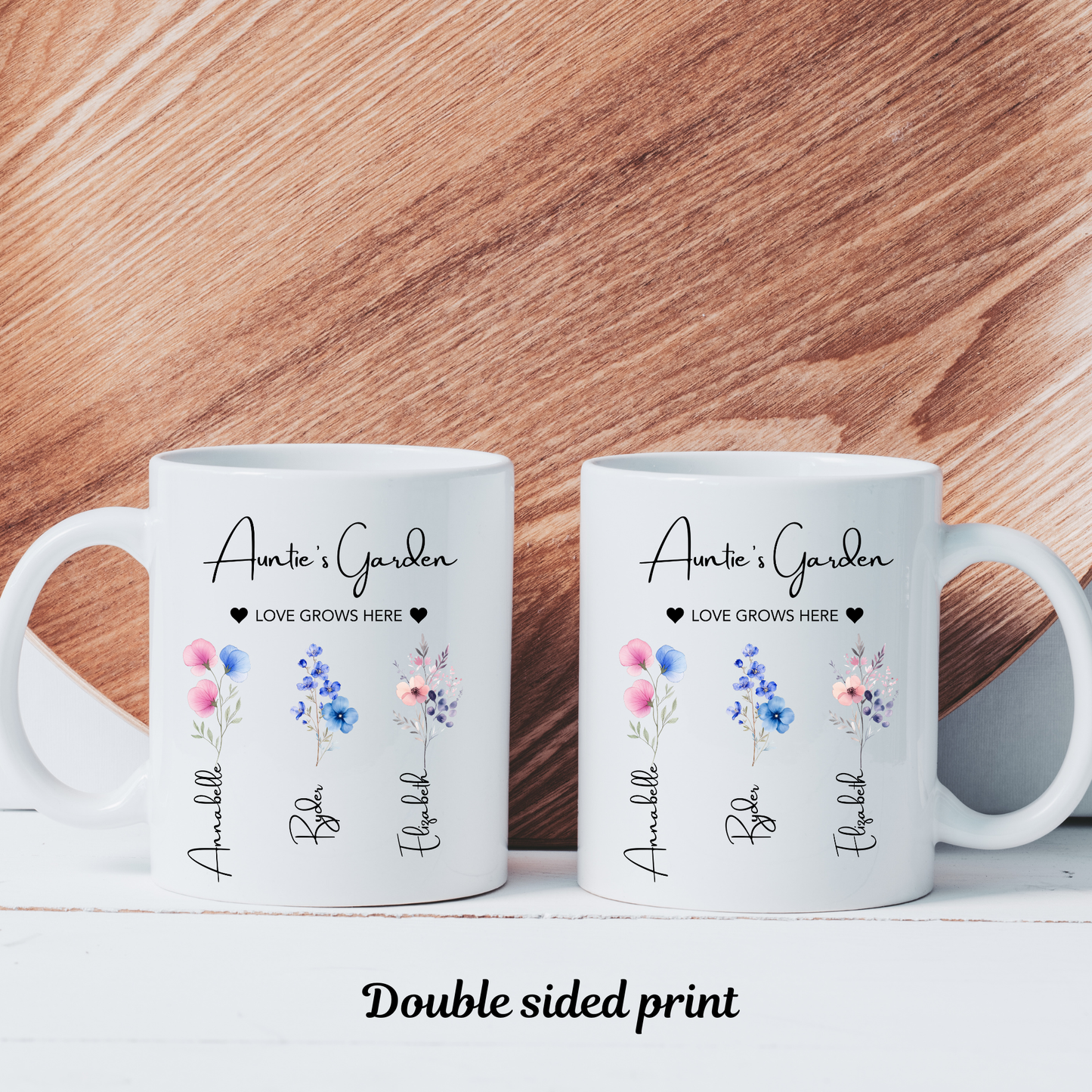 Auntie’s Garden Personalised Flower Mug • Custom Aunty Garden Mug • Garden Lover Aunty Gift • Aunty's Garden Mug • Aunty Mug • Aunty Gifts