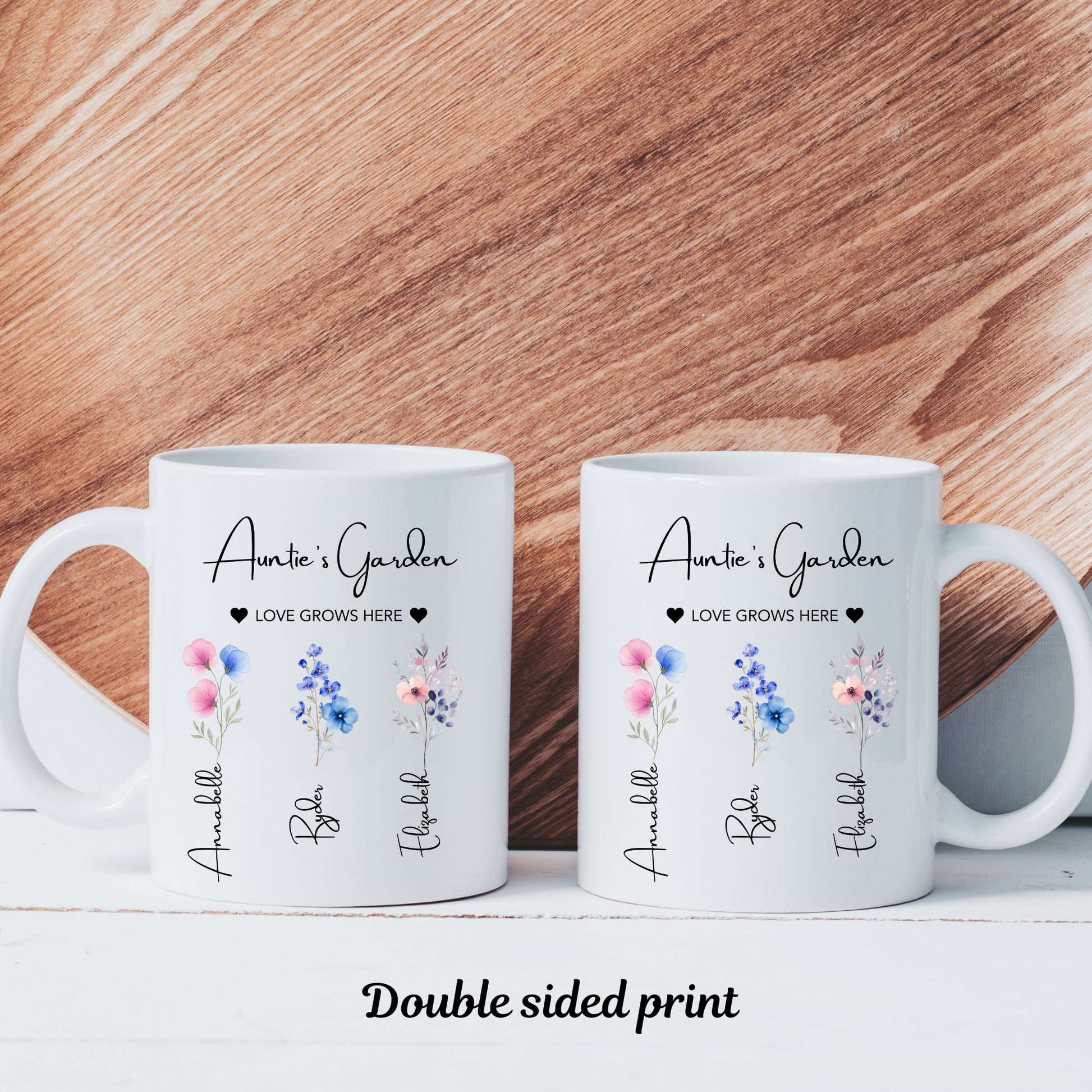 Auntie’s Garden Personalised Flower Mug • Custom Aunty Garden Mug • Garden Lover Aunty Gift • Aunty's Garden Mug • Aunty Mug • Aunty Gifts