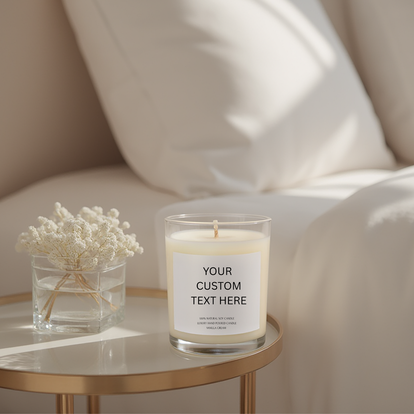 Personalised Candle. Soy Wax Candle. Custom Glass Jar Candle. Custom Text Soy Glass Jar Candle