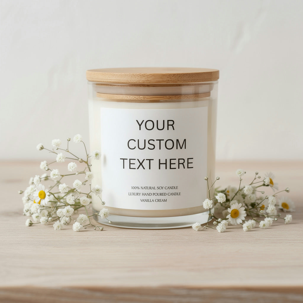 Personalised Candle. Soy Wax Candle. Custom Glass Jar Candle. Custom Text Soy Glass Jar Candle