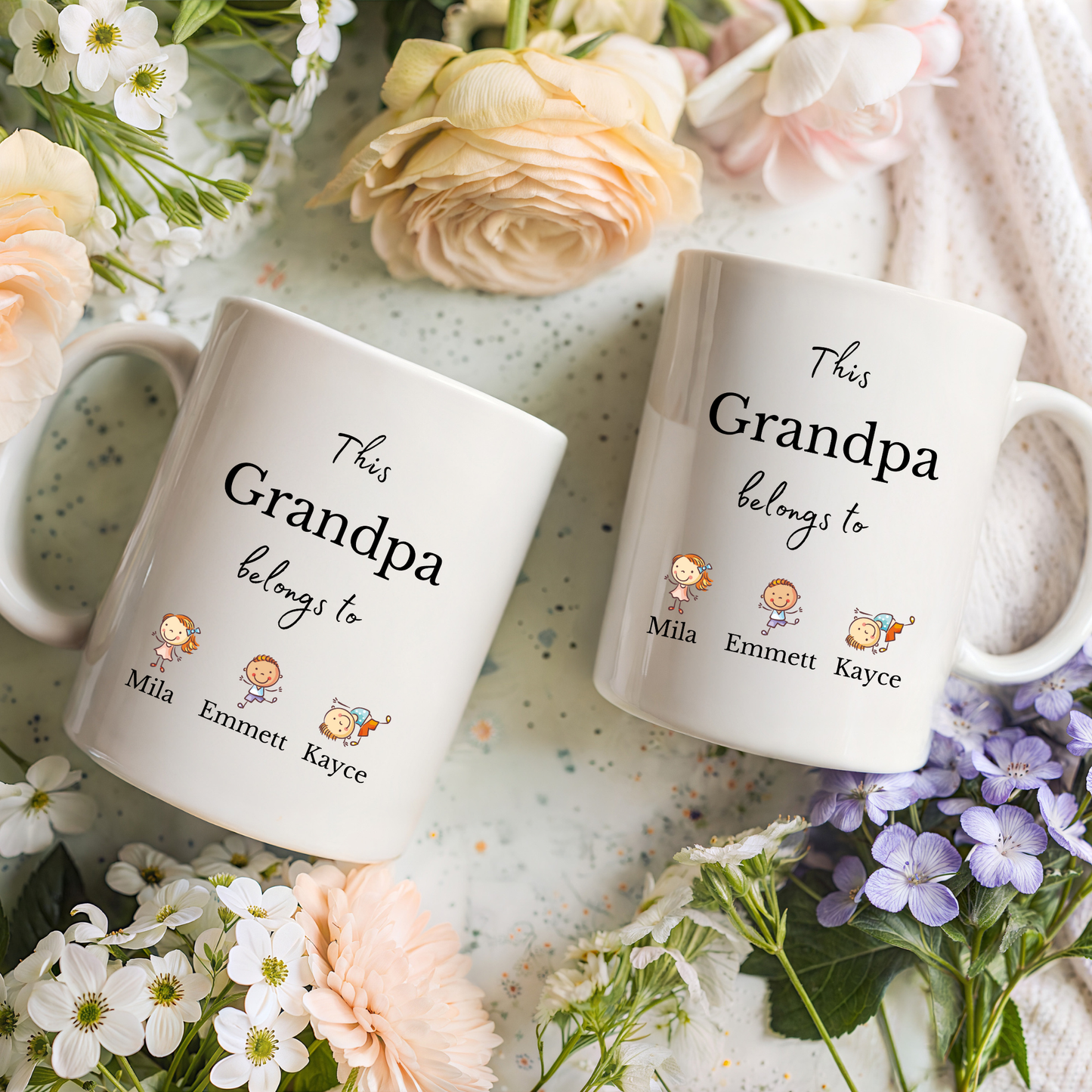 Personalised Grandpa Mug. Grandpa Gifts Custom Grandpa Mug. Grandpa mug with kids names