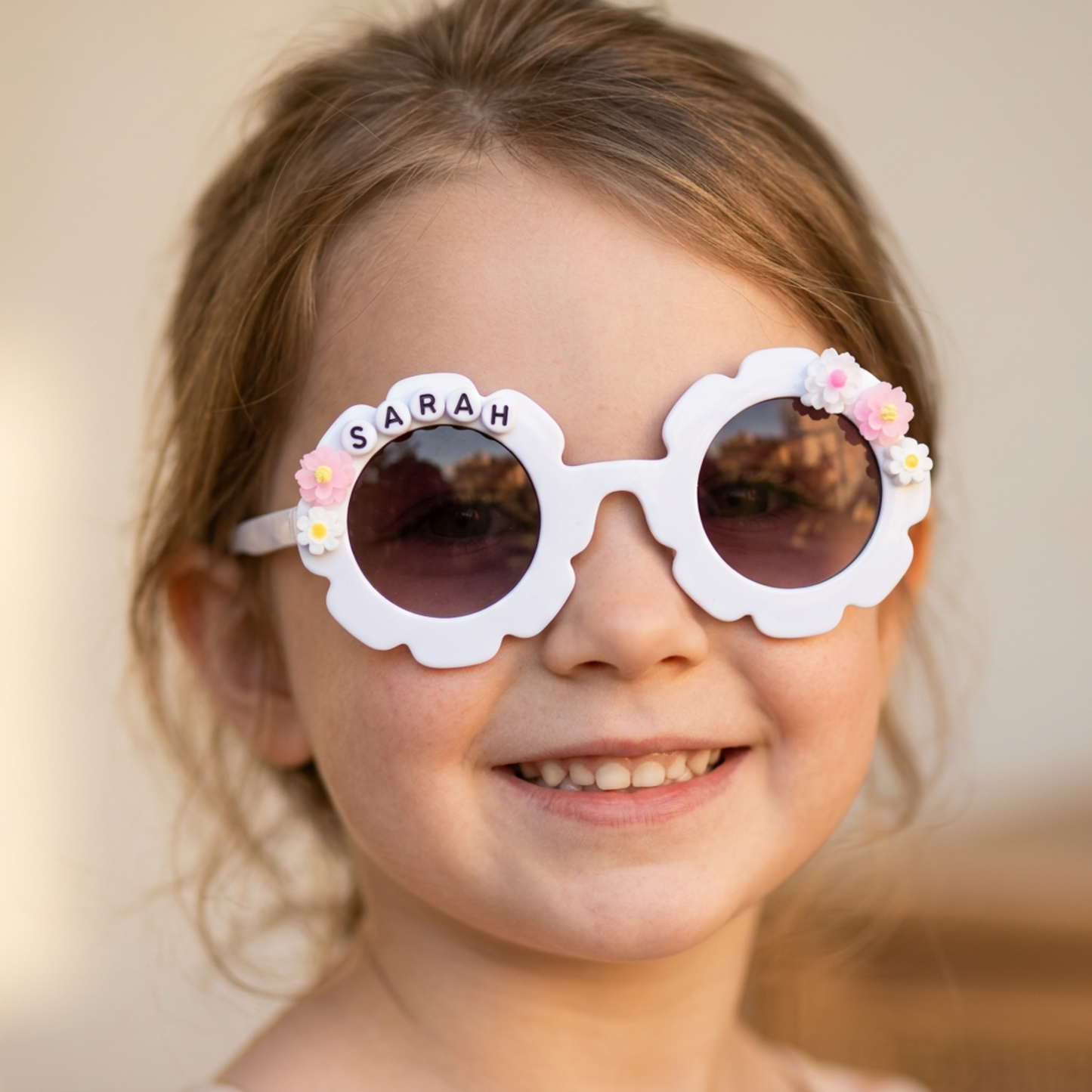 Personalised Kids Sunglasses with Name, Flower Daisy Sunglasses for Girls, Custom Kids Sunglass