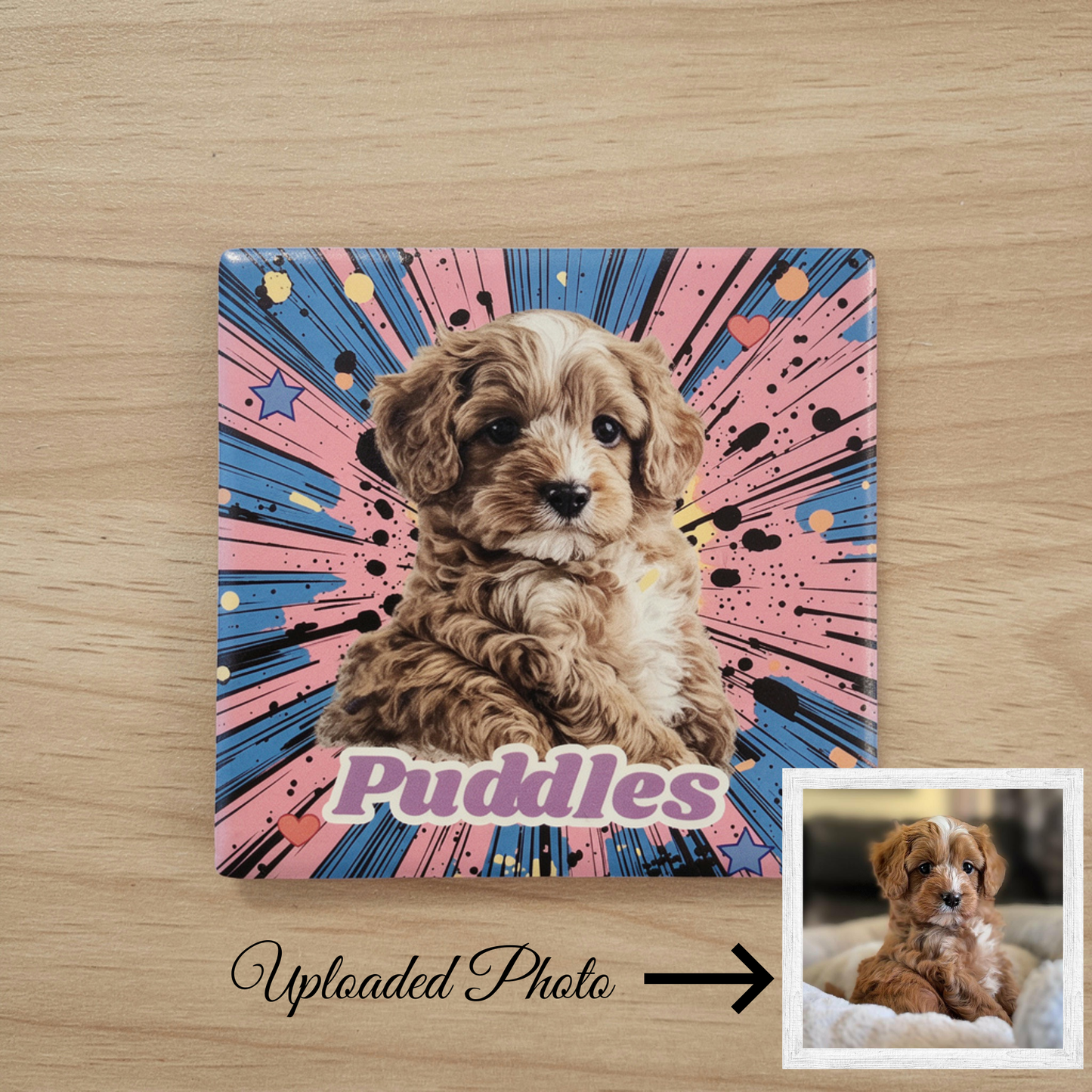 Comic Style Pet Magnet Custom Pet Photo Ceramic Magnet Pet Portrait Fridge Magnet Pet Photo Magnet Custom Pet Portrait Ceramic Fridge Magnet