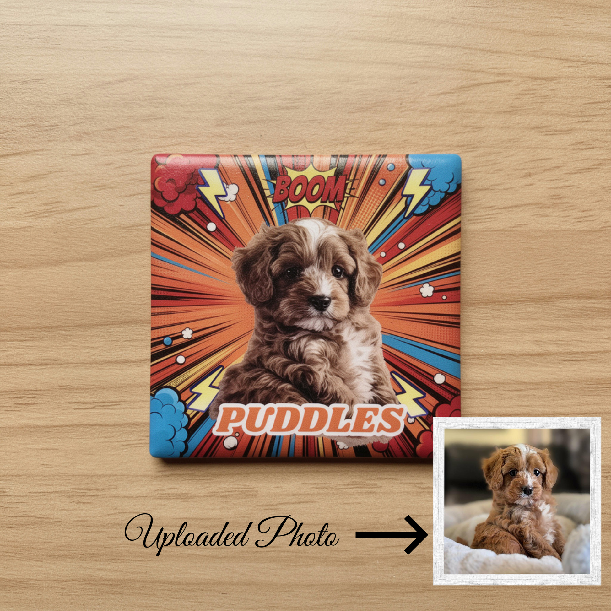 Comic Style Pet Magnet Custom Pet Photo Ceramic Magnet Pet Portrait Fridge Magnet Pet Photo Magnet Custom Pet Portrait Ceramic Fridge Magnet