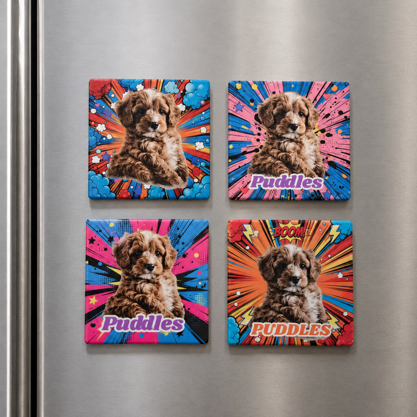 Comic Style Pet Magnet Custom Pet Photo Ceramic Magnet Pet Portrait Fridge Magnet Pet Photo Magnet Custom Pet Portrait Ceramic Fridge Magnet