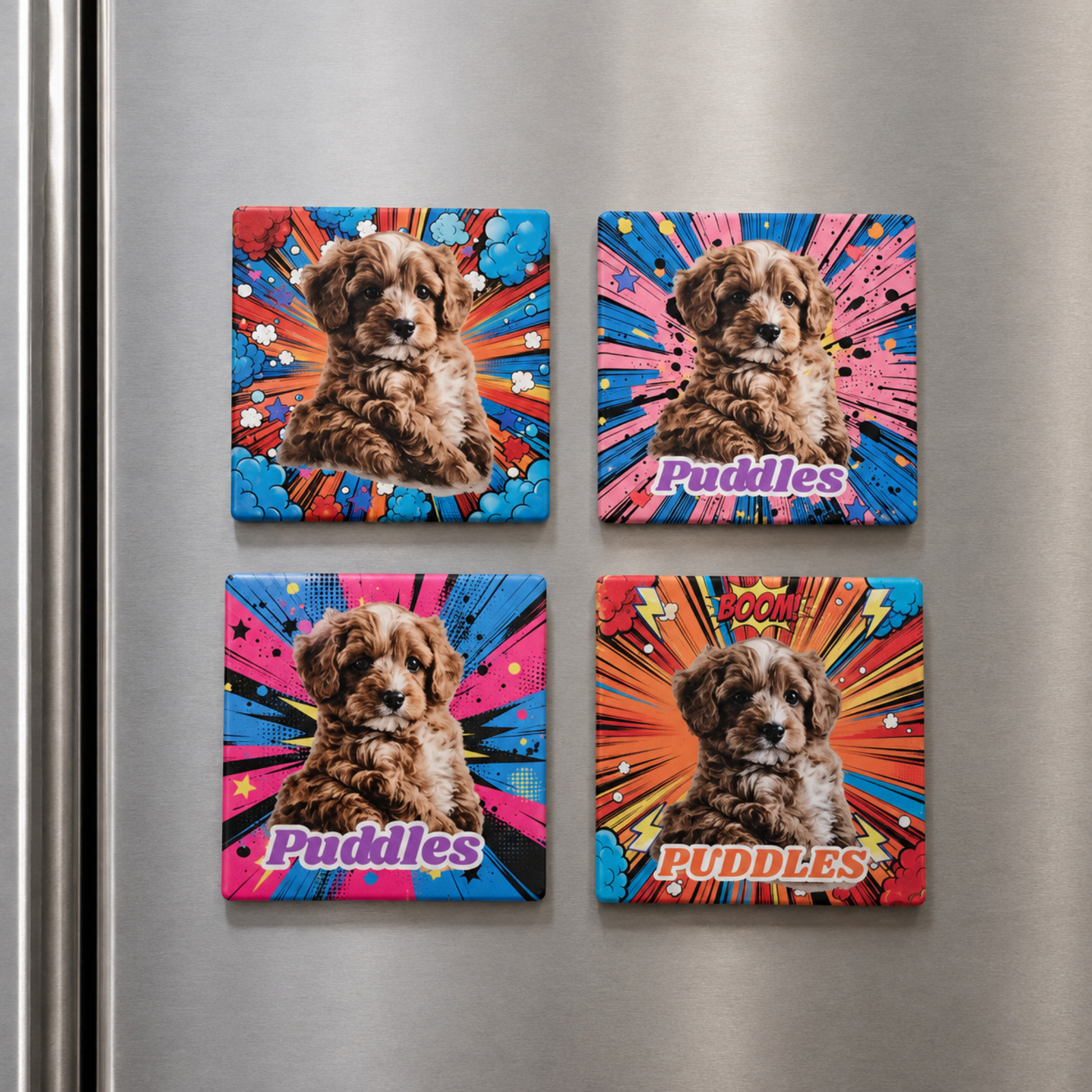 Comic Style Pet Magnet Custom Pet Photo Ceramic Magnet Pet Portrait Fridge Magnet Pet Photo Magnet Custom Pet Portrait Ceramic Fridge Magnet
