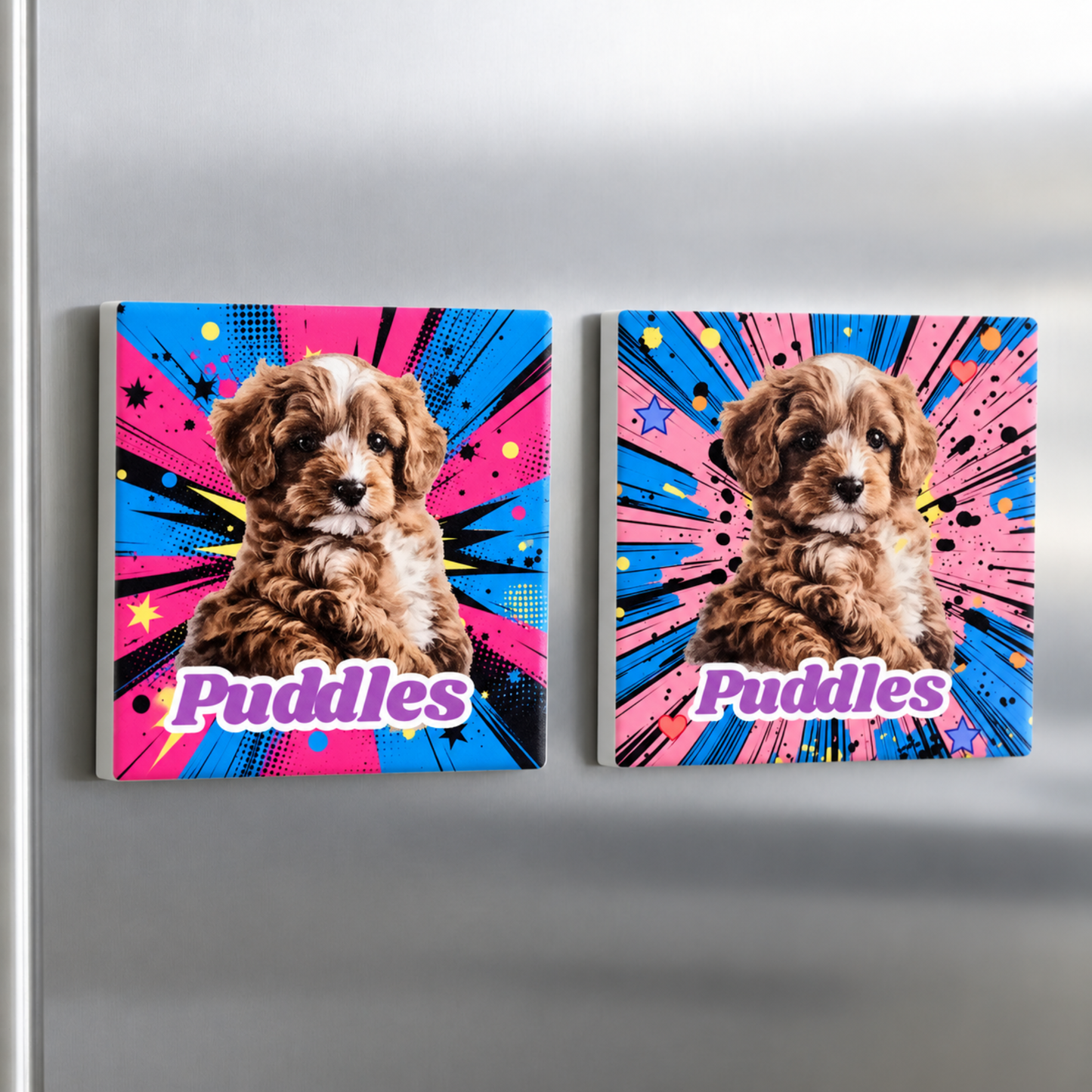 Comic Style Pet Magnet Custom Pet Photo Ceramic Magnet Pet Portrait Fridge Magnet Pet Photo Magnet Custom Pet Portrait Ceramic Fridge Magnet