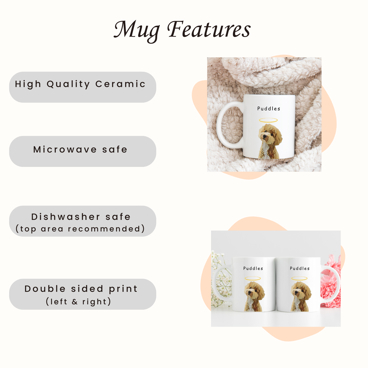 Custom Pet Mug Personalised Pet Photo Mug, Pet Portrait, Pet Memorial Gift, Pet Portrait Mug Gift