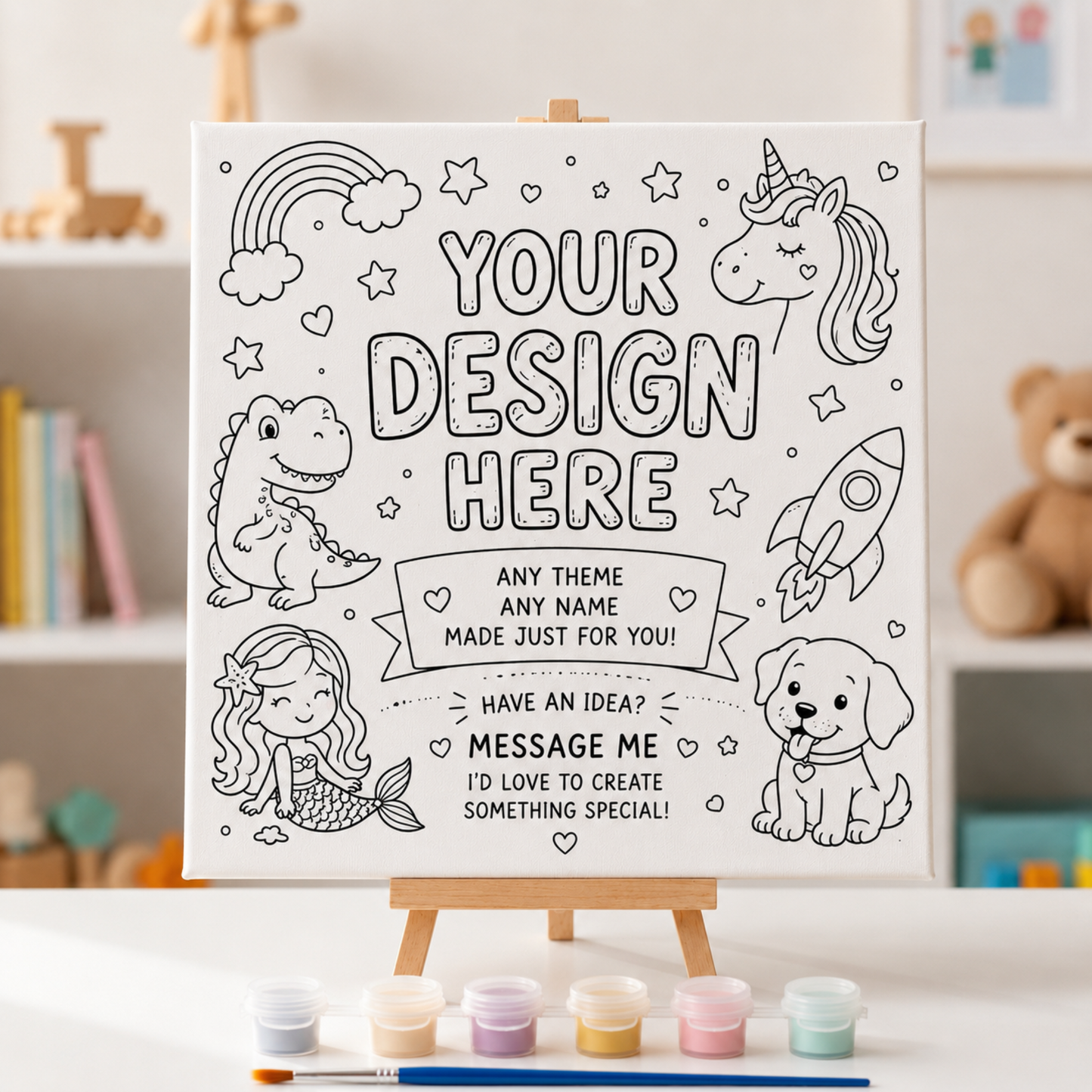 Custom Kids Paint Your Own Canvas Kit