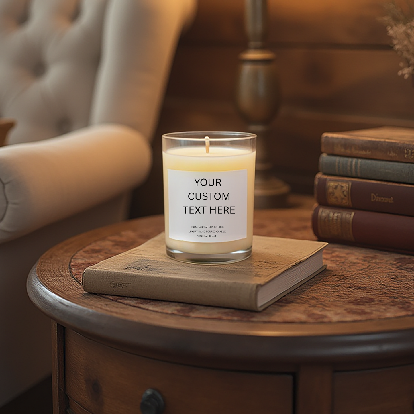 Personalised Candle. Soy Wax Candle. Custom Glass Jar Candle. Custom Text Soy Glass Jar Candle