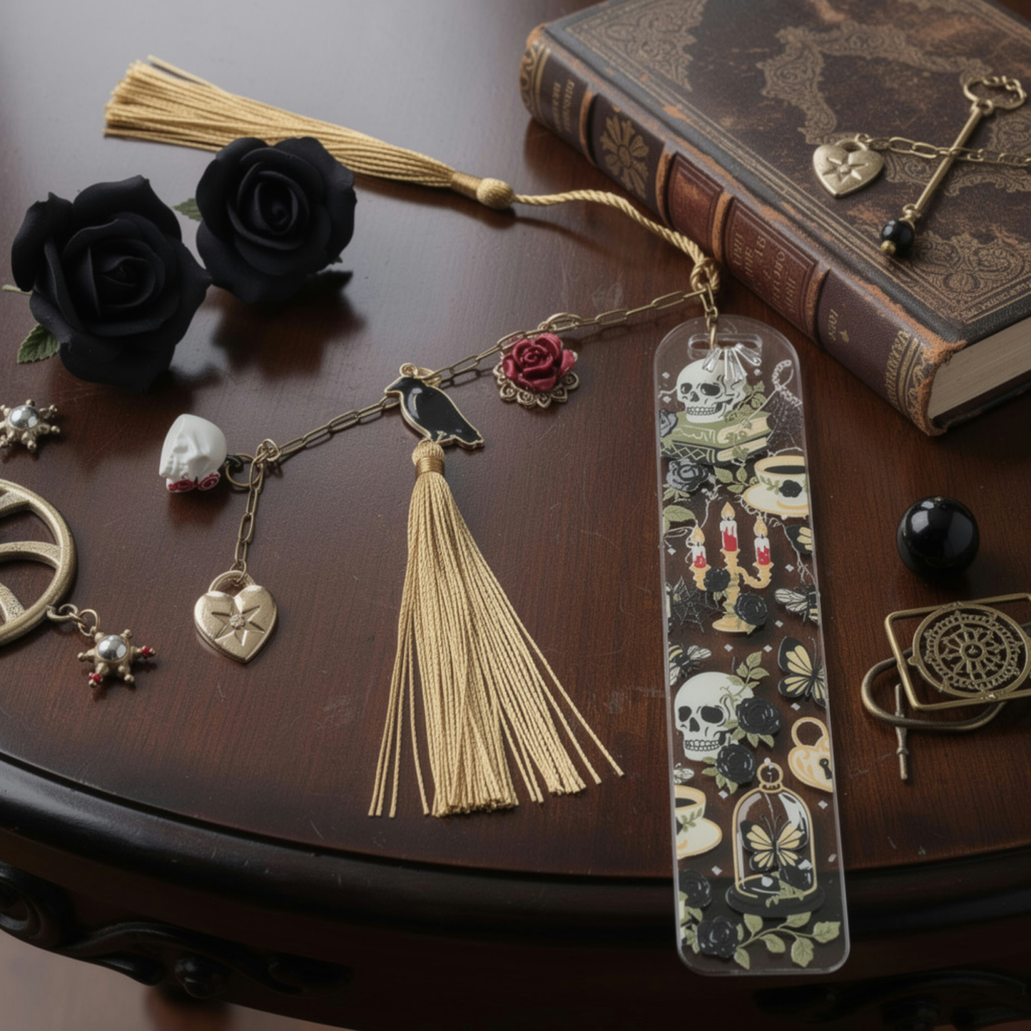 Gothic Bookmark. Dark Academia Bookmark. Skull Bookmark. Gothic Book Lover Bookmark Gift. Skull Bookmark for Readers. Dark Gothic Bookmark