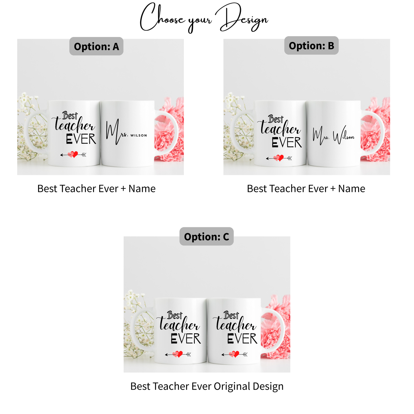 design options-Best Teacher Ever Mug. Teacher Mug. Teacher Gifts. Teacher Appreciation. Mug Best Teacher Ever. Gifts for Teacher. Appreciation mug Teacher