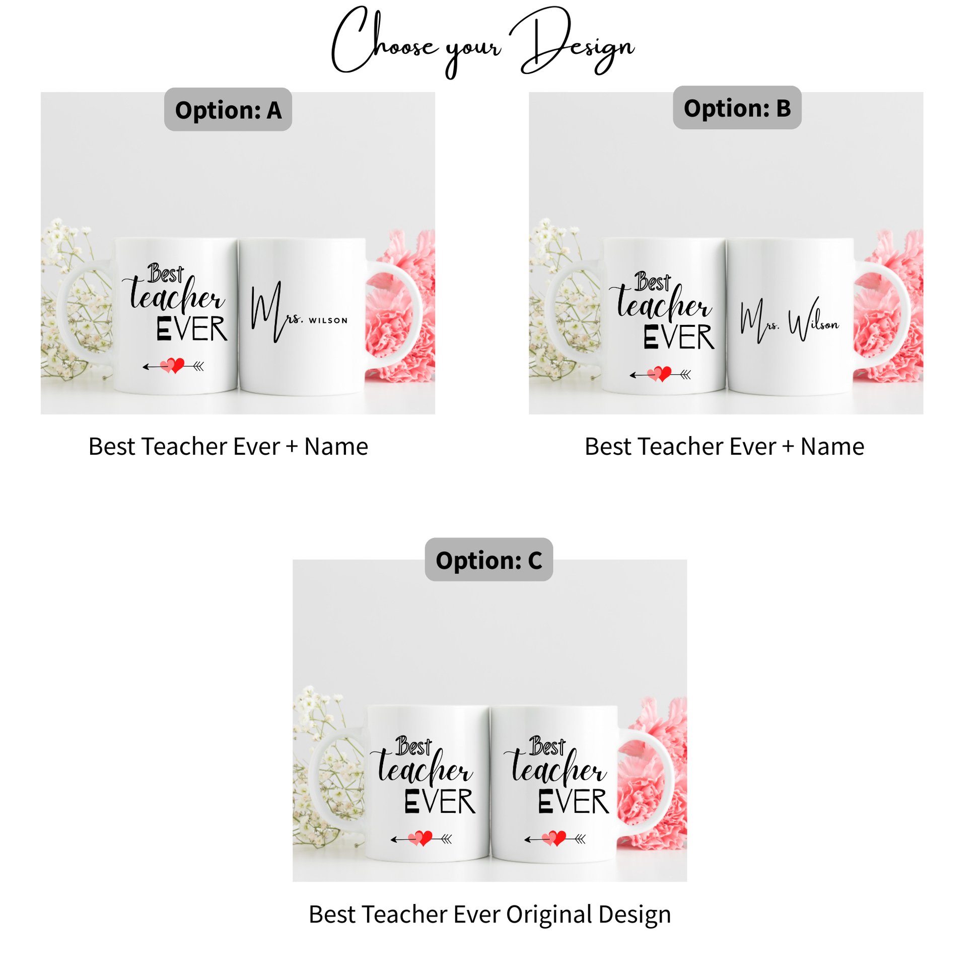 design options-Best Teacher Ever Mug. Teacher Mug. Teacher Gifts. Teacher Appreciation. Mug Best Teacher Ever. Gifts for Teacher. Appreciation mug Teacher