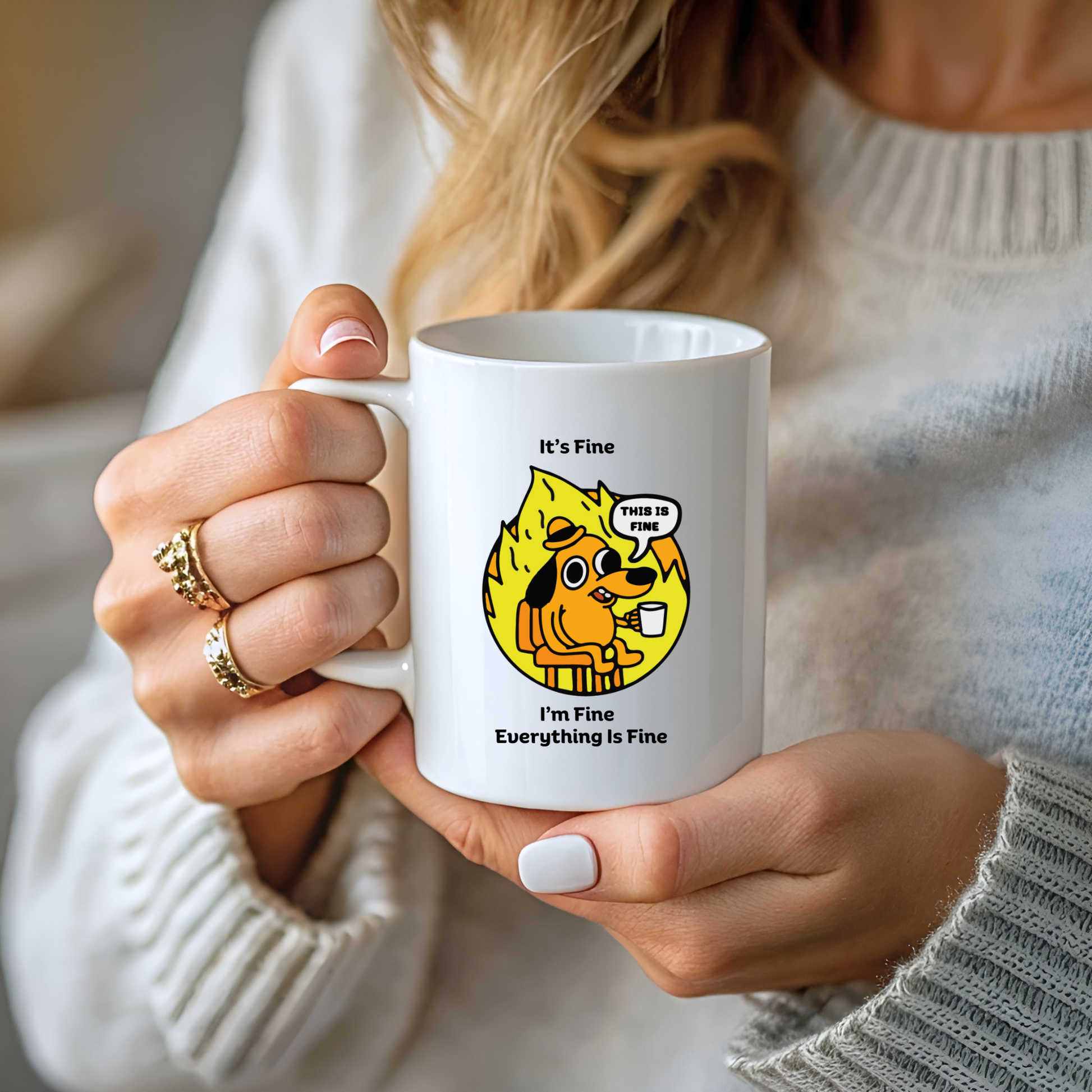 Dog Meme Mug Its fine Im fine everything is fine Meme mug