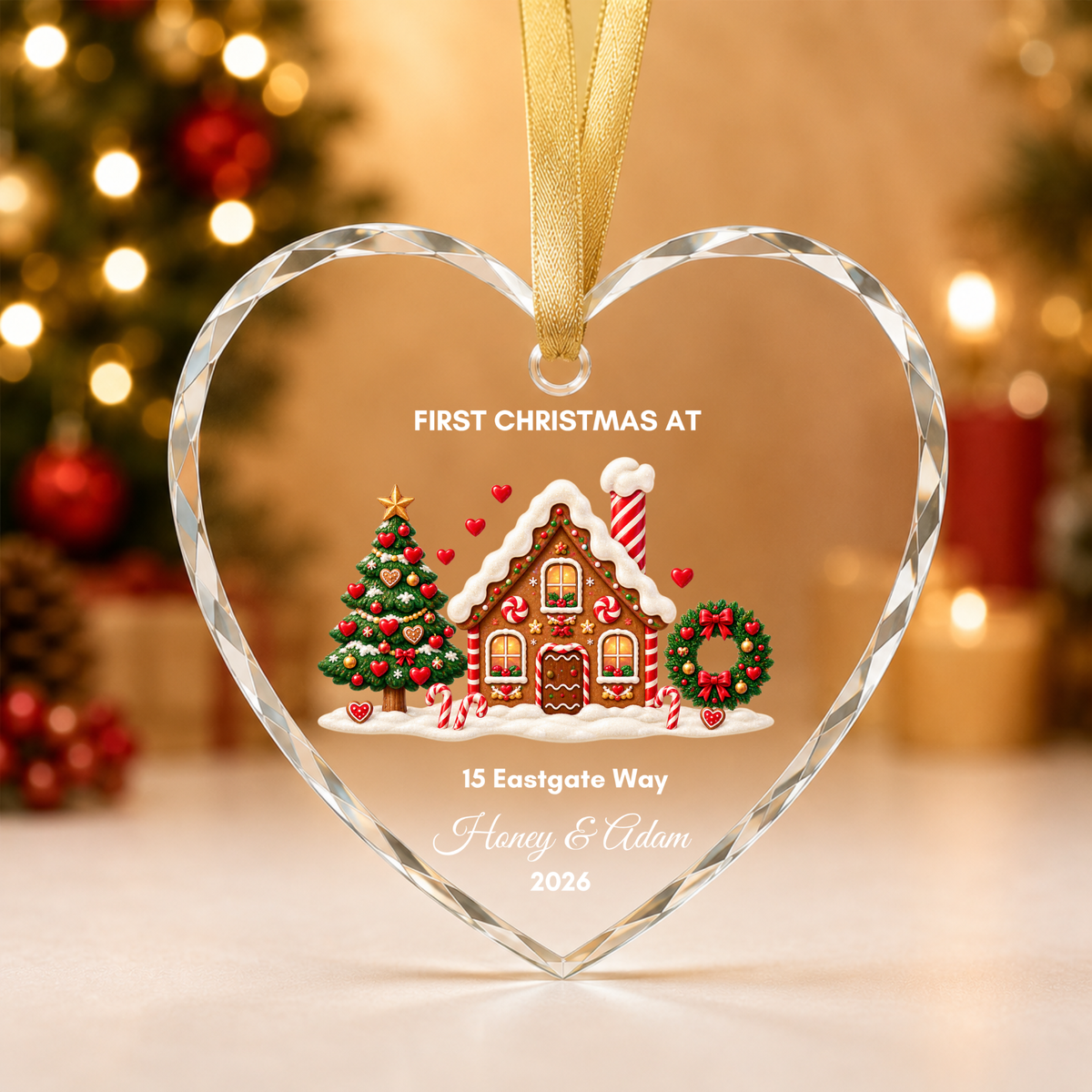 Personalised First Christmas in Our New Home Ornament · Glass Crystal Heart Christmas Decoration · Housewarming New Home Gift For Couple