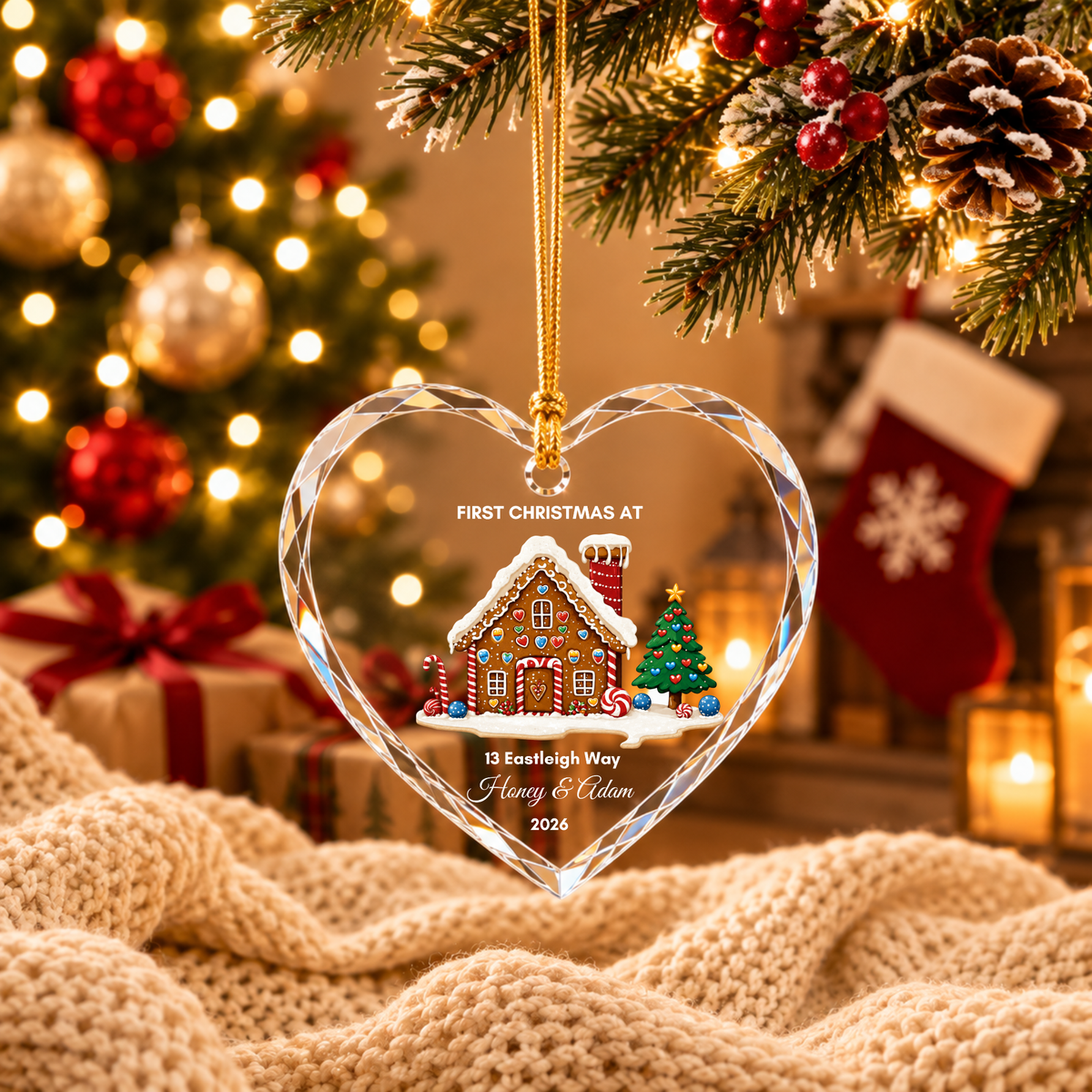 Personalised First Christmas in Our New Home Ornament · Glass Crystal Heart Christmas Decoration · Housewarming New Home Gift For Couple
