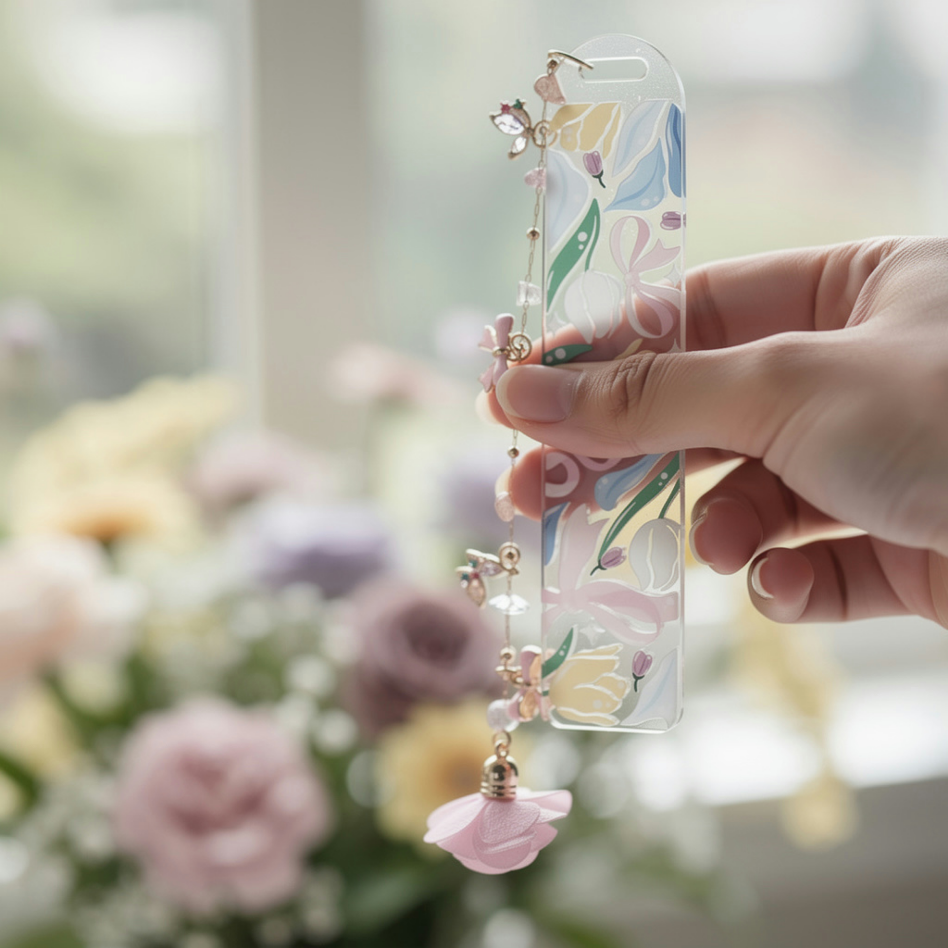 Tulip Bookmark. Floral Tulip Bookmark. Tulips and Bows Bookmark. Tulips Bookmark