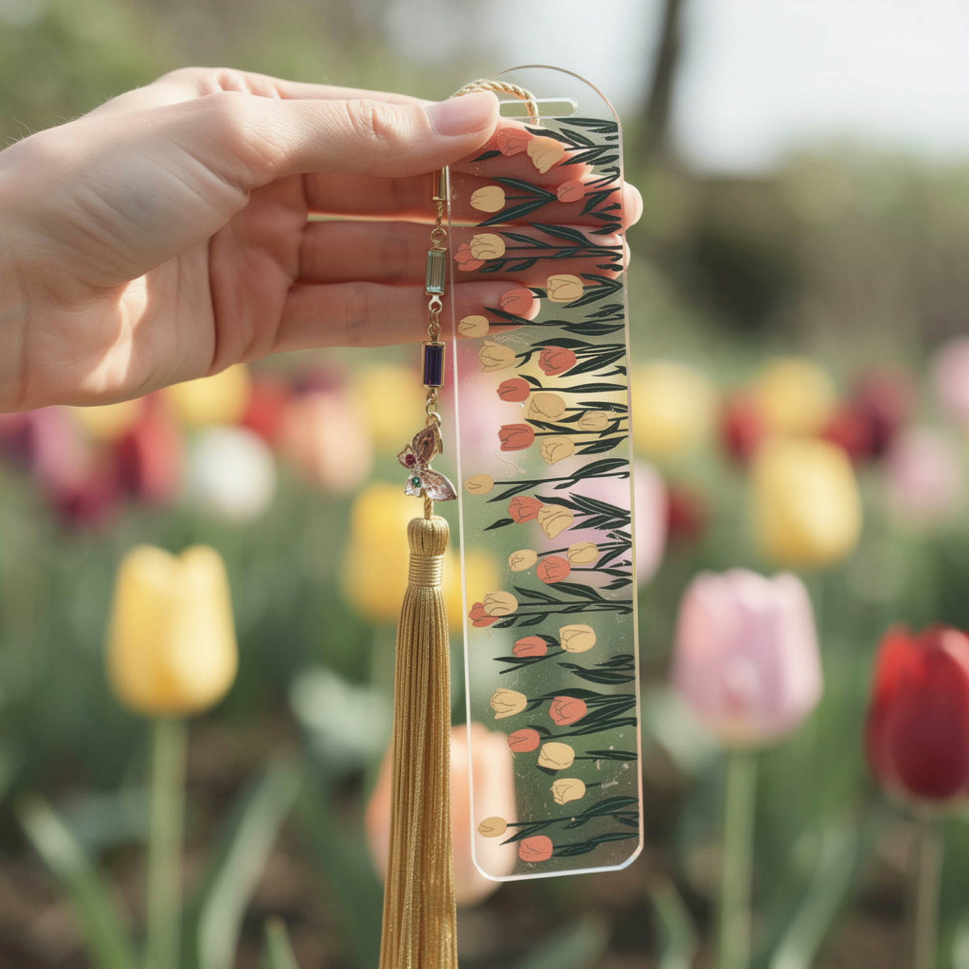 Tulips Bookmark. Wild Tulips Bookmark. Spring Tulip Bookmark