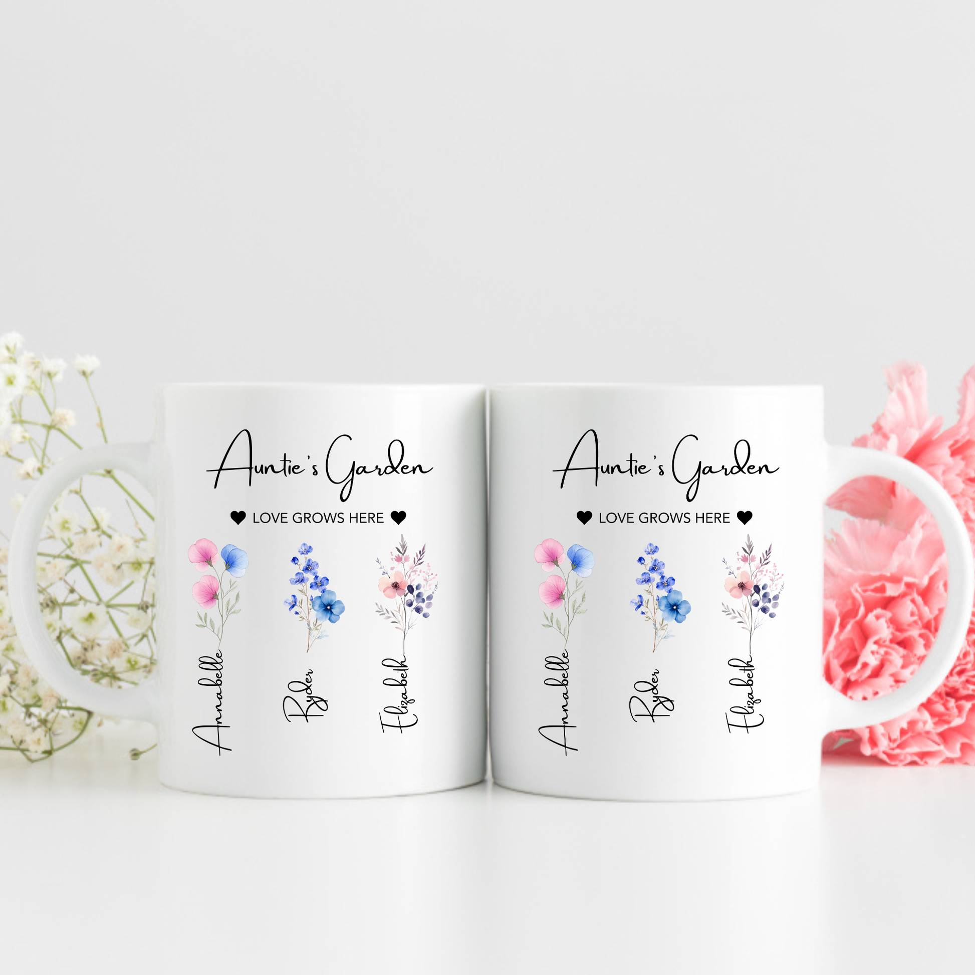 Auntie’s Garden Personalised Flower Mug • Custom Aunty Garden Mug • Garden Lover Aunty Gift • Aunty's Garden Mug • Aunty Mug • Aunty Gifts