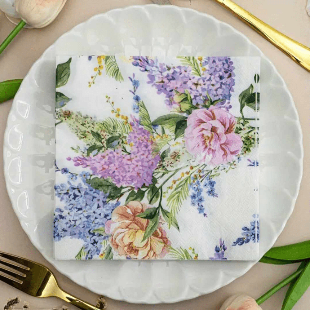 purple floral napkins