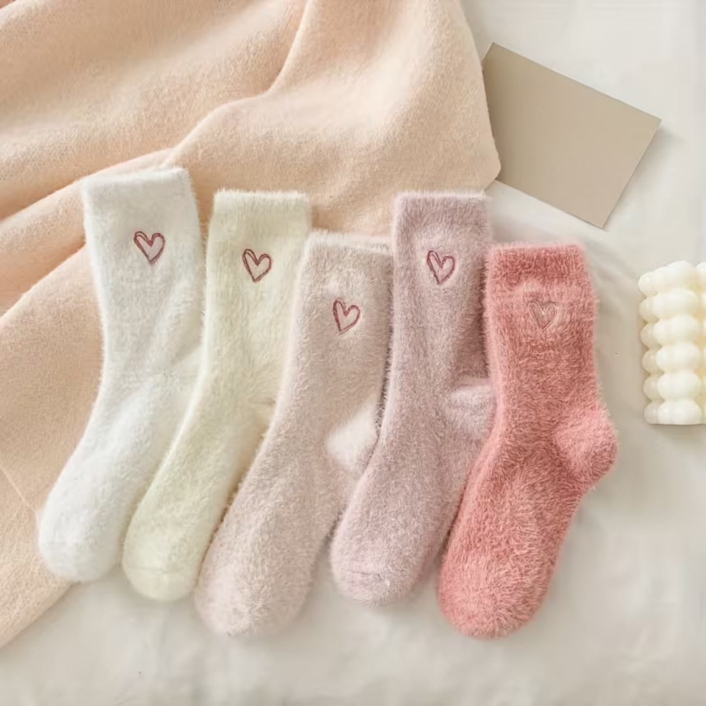 Fluffy hearts socks