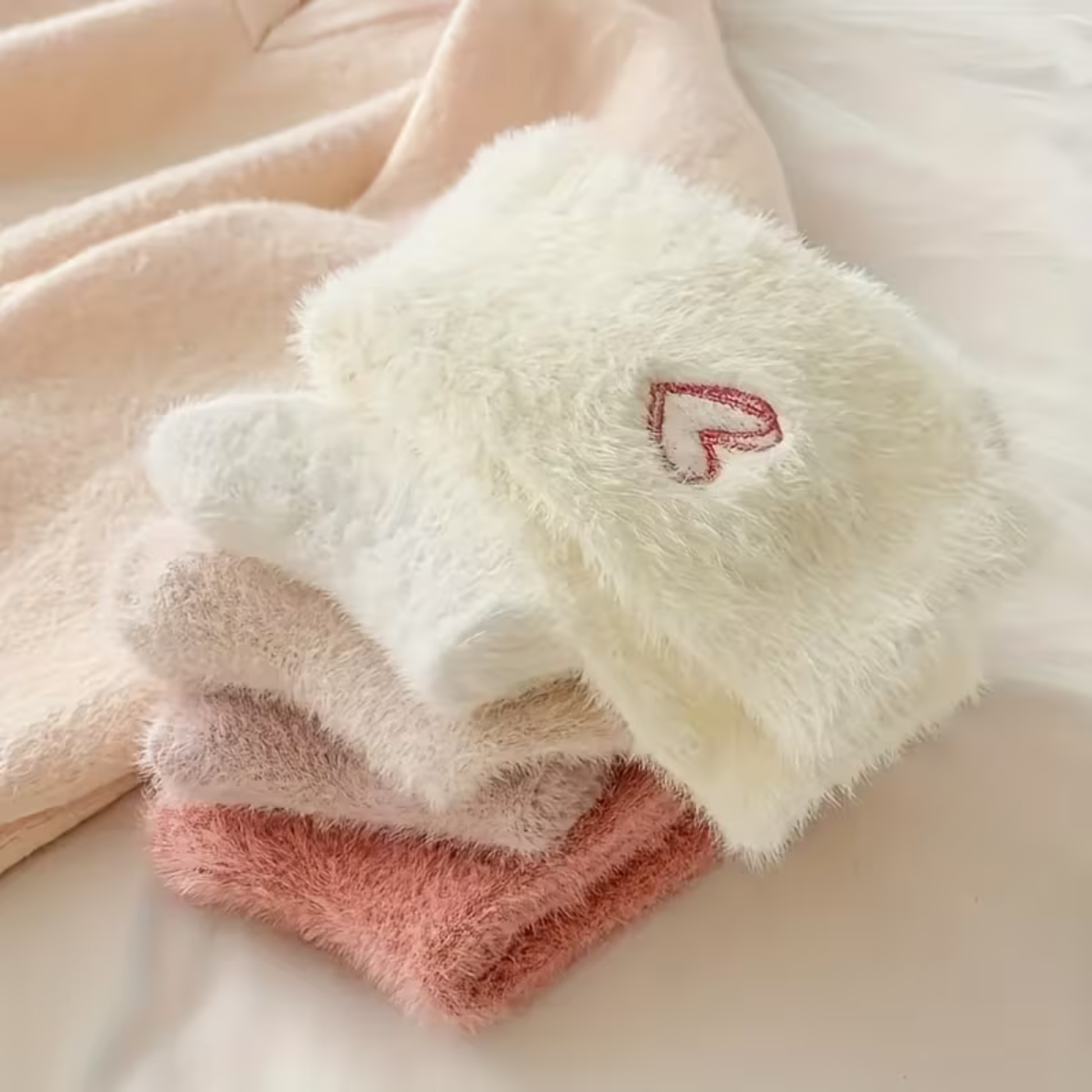 Fluffy hearts socks