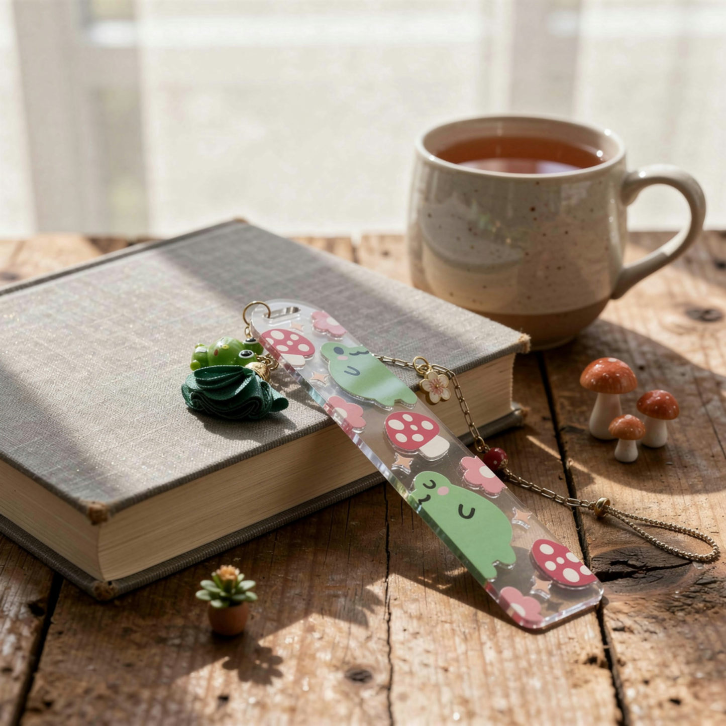 Whimsical Frog Bookmark. Frog Bookmark. Kawaii Frog Bookmark. Frog Lover Bookmark. Frog & Mushroom Bookmark. Frog Lover Gift