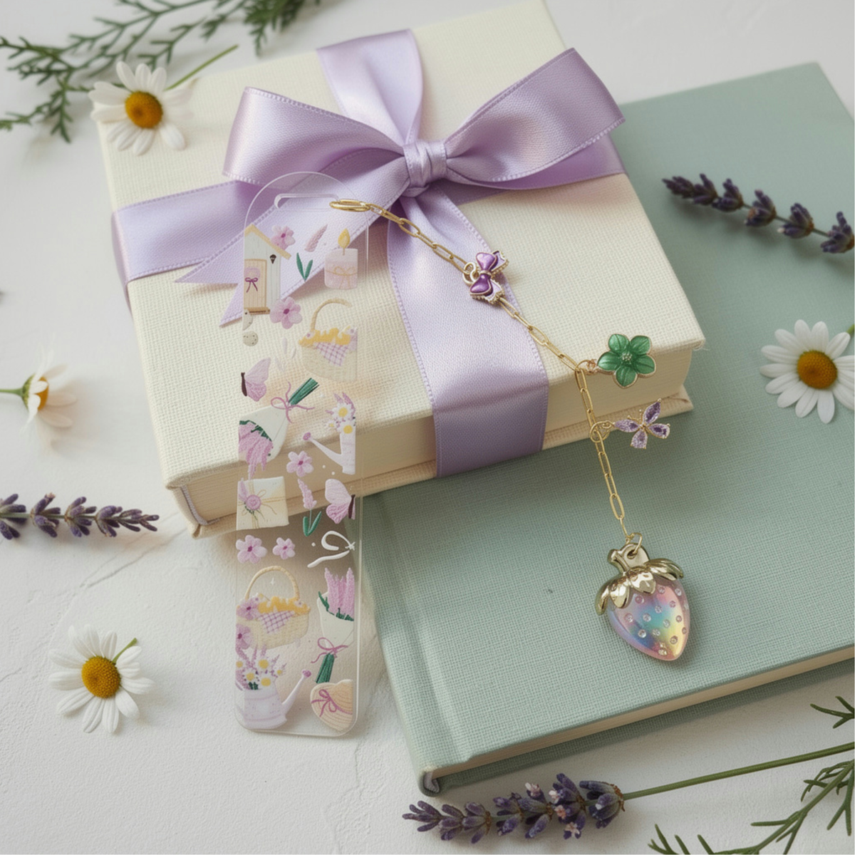 Garden Floral Bookmark with Charms . Garden Lover Bookmark . Garden Lover Gift