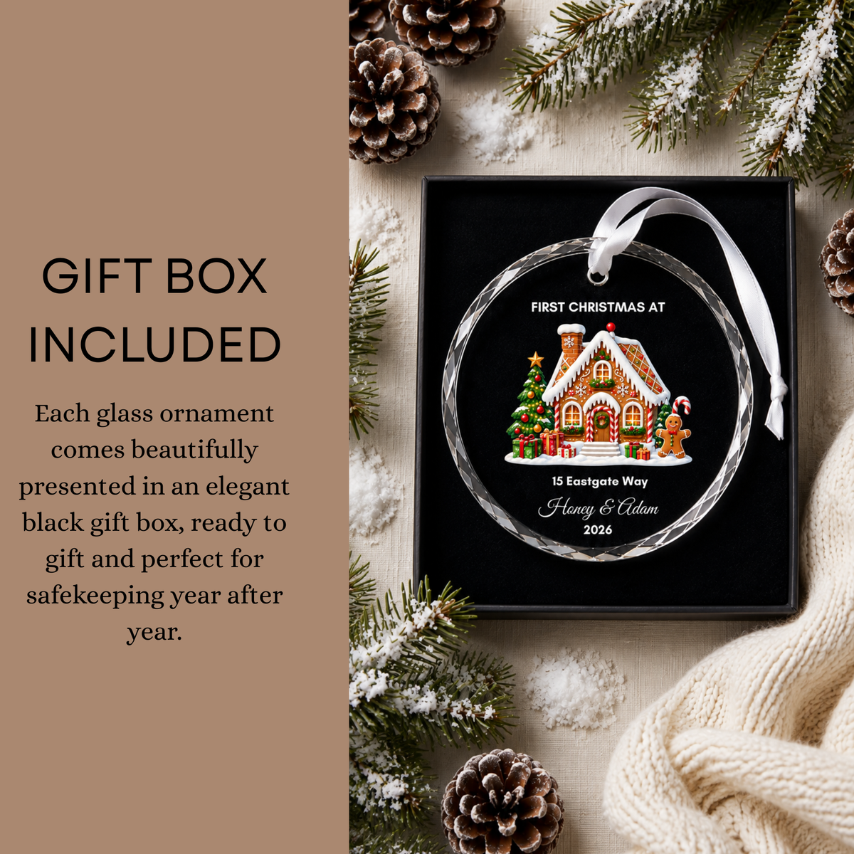 Personalised First Christmas in Our New Home Ornament · Glass Crystal Christmas Ornament · Housewarming New Home Gift For Couple Christmas