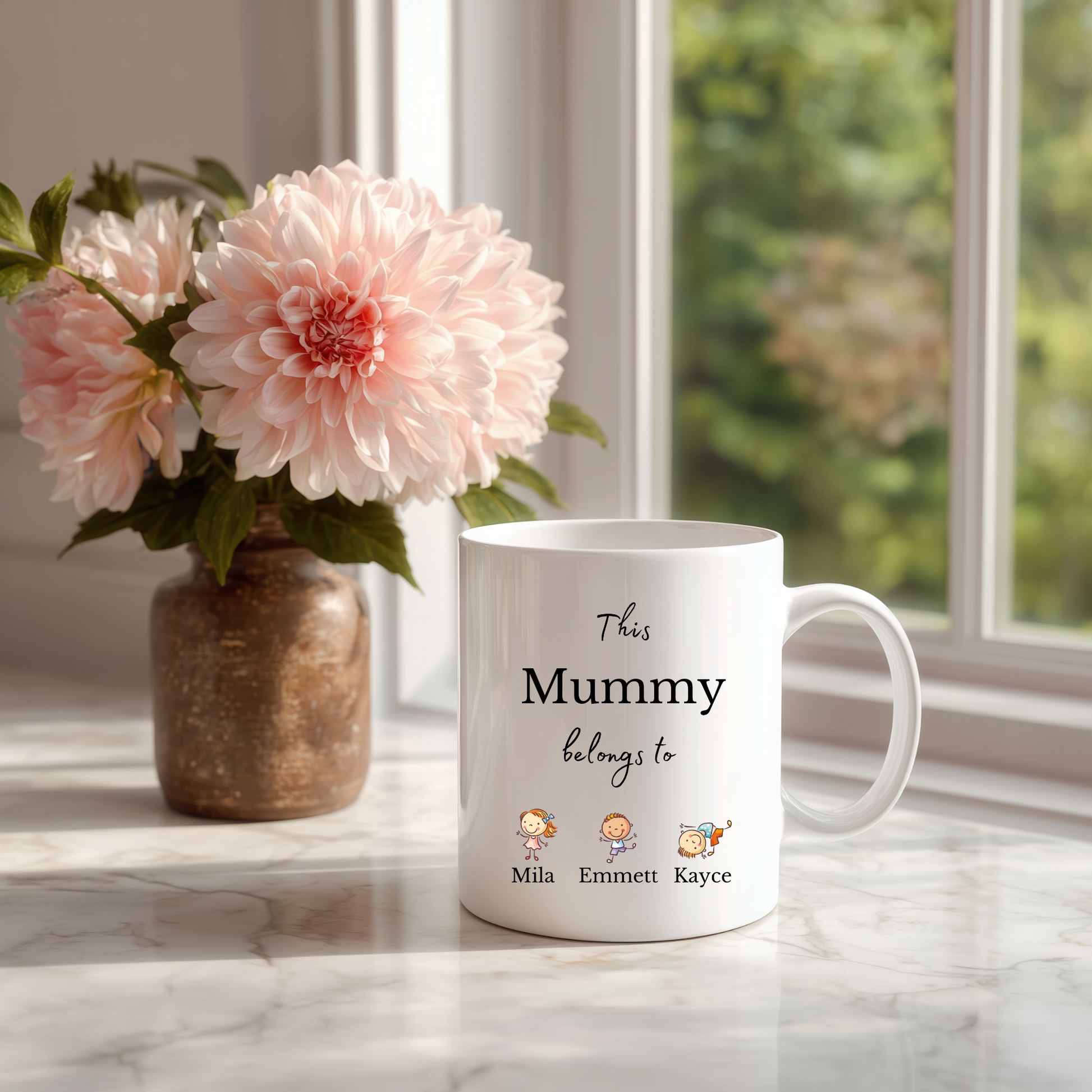 This Mummy Belongs To Personalised Mug – Gift for Mum with Kids Names, personalised Gift for Mum from the kids, This Mum belongs to Mug Gift