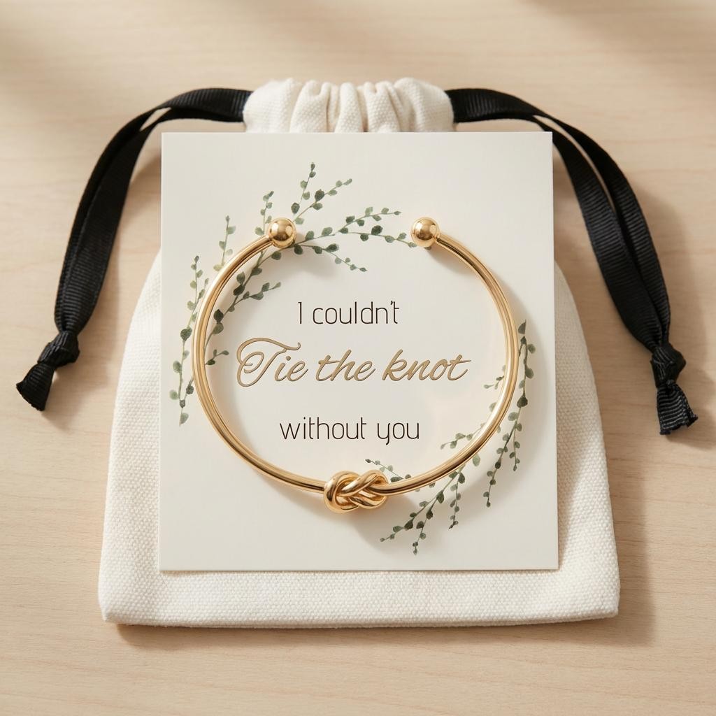 Gold Knot Bracelet Bridesmaid proposal I couldn't tie the knot without you