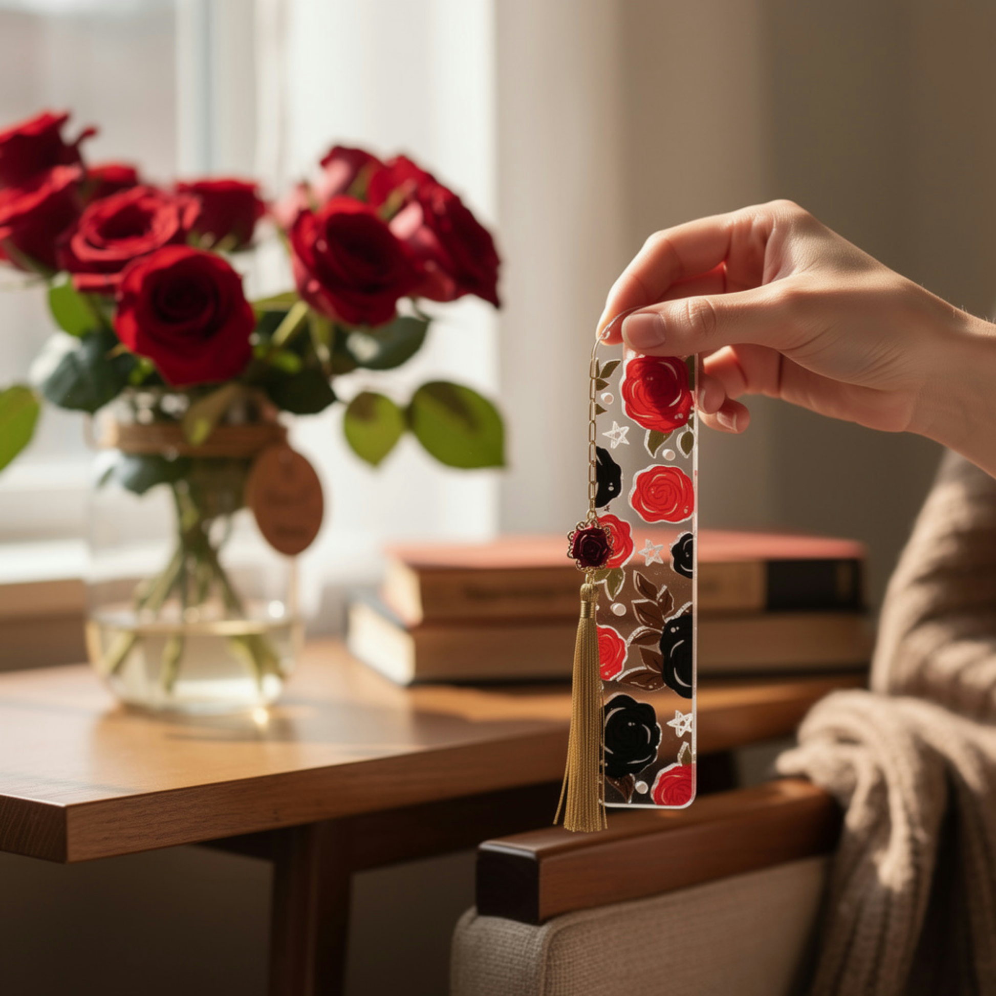 Dark Romance Bookmark. Gothic Rose Bookmark. Black & Red Rose Bookmark. Dark Romance Reader Bookmark. Gothic Romance Bookmark Dark Floral