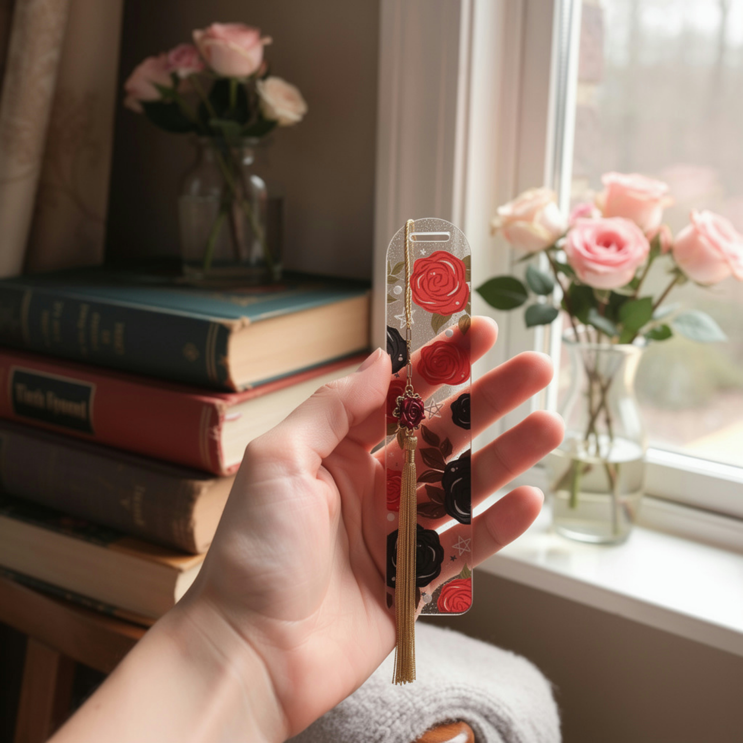 Dark Romance Bookmark. Gothic Rose Bookmark. Black & Red Rose Bookmark. Dark Romance Reader Bookmark. Gothic Romance Bookmark Dark Floral