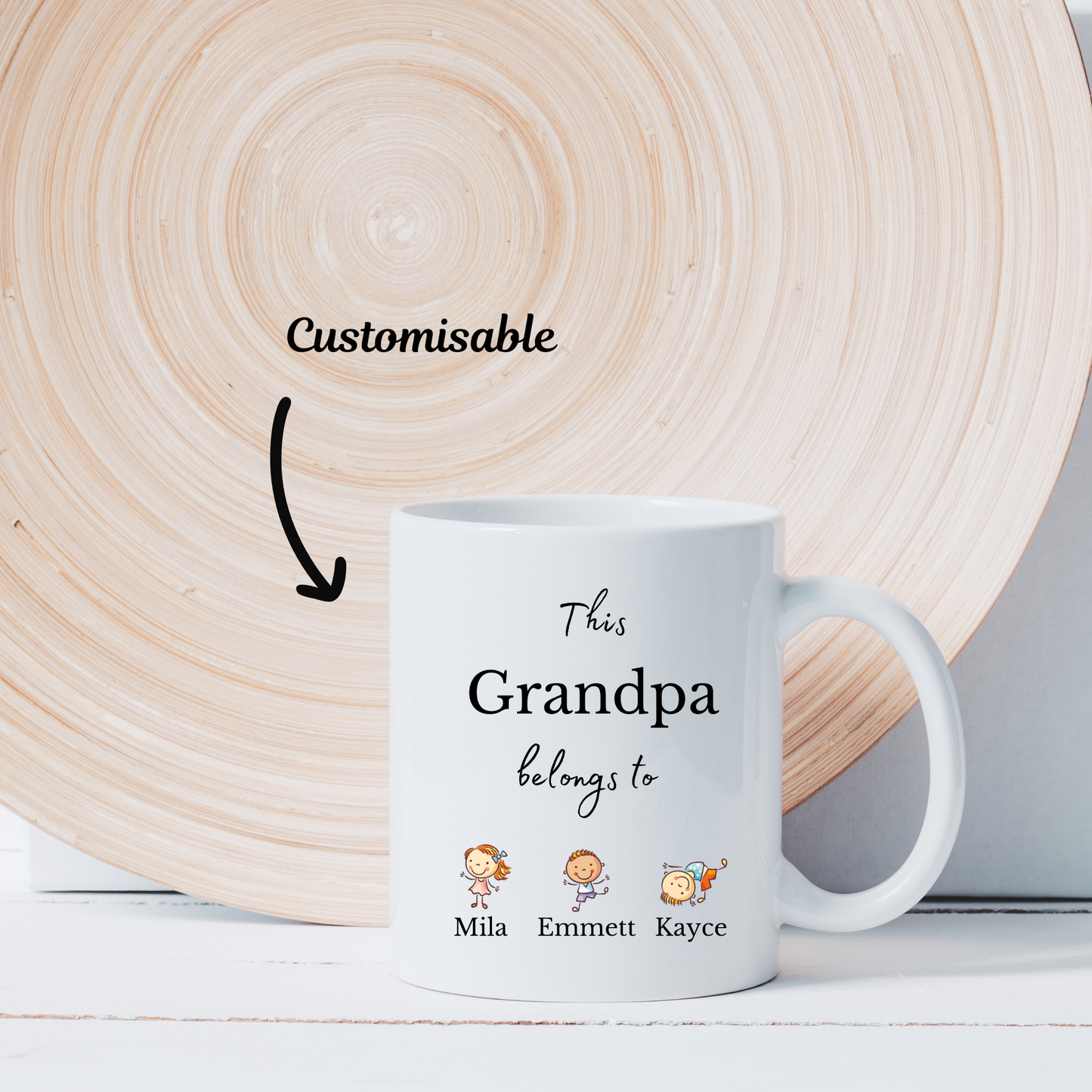 Personalised Grandpa Mug. Grandpa Gifts Custom Grandpa Mug. Grandpa mug with kids names