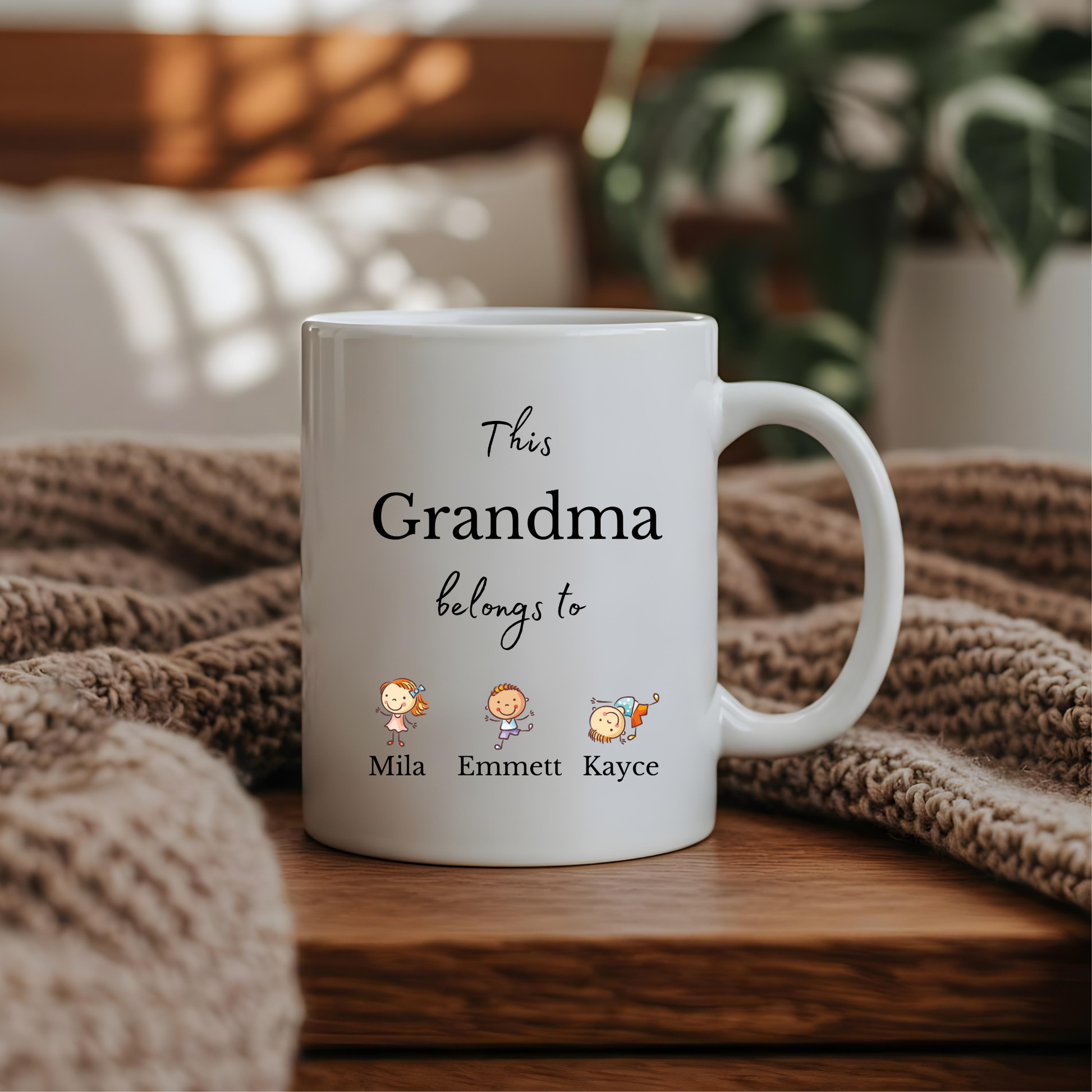 Personalised Grandma Mug with Grandkids Names • Custom Mug for Grandma • Grandma Gift from Grandkids • Gift for Grandma Personalised Gift