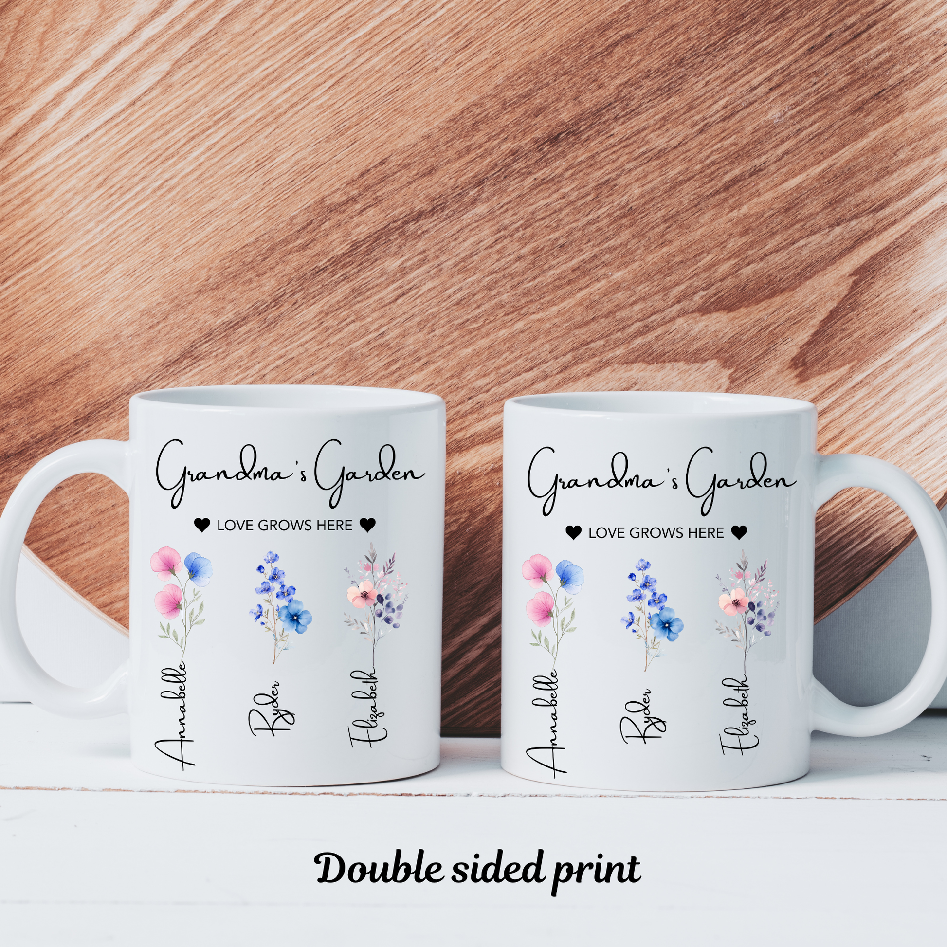 Grandma's Garden Mug. Personalised Grandma Mug. Grandma Mug with grandkids names. Grandma Flower mug. Custom flower mug Grandma Gift