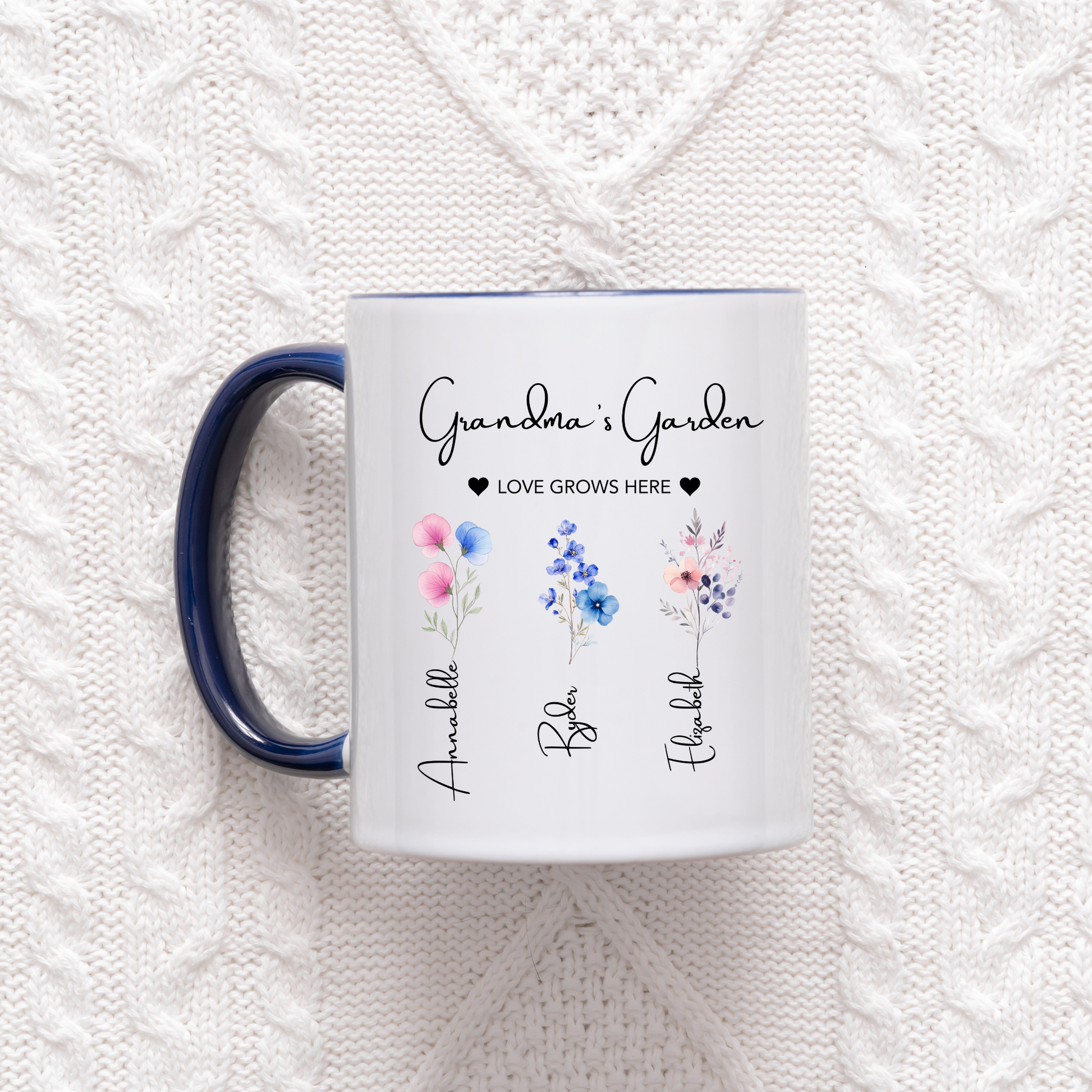 Grandma's Garden Mug. Personalised Grandma Mug. Grandma Mug with grandkids names. Grandma Flower mug. Custom flower mug Grandma Gift
