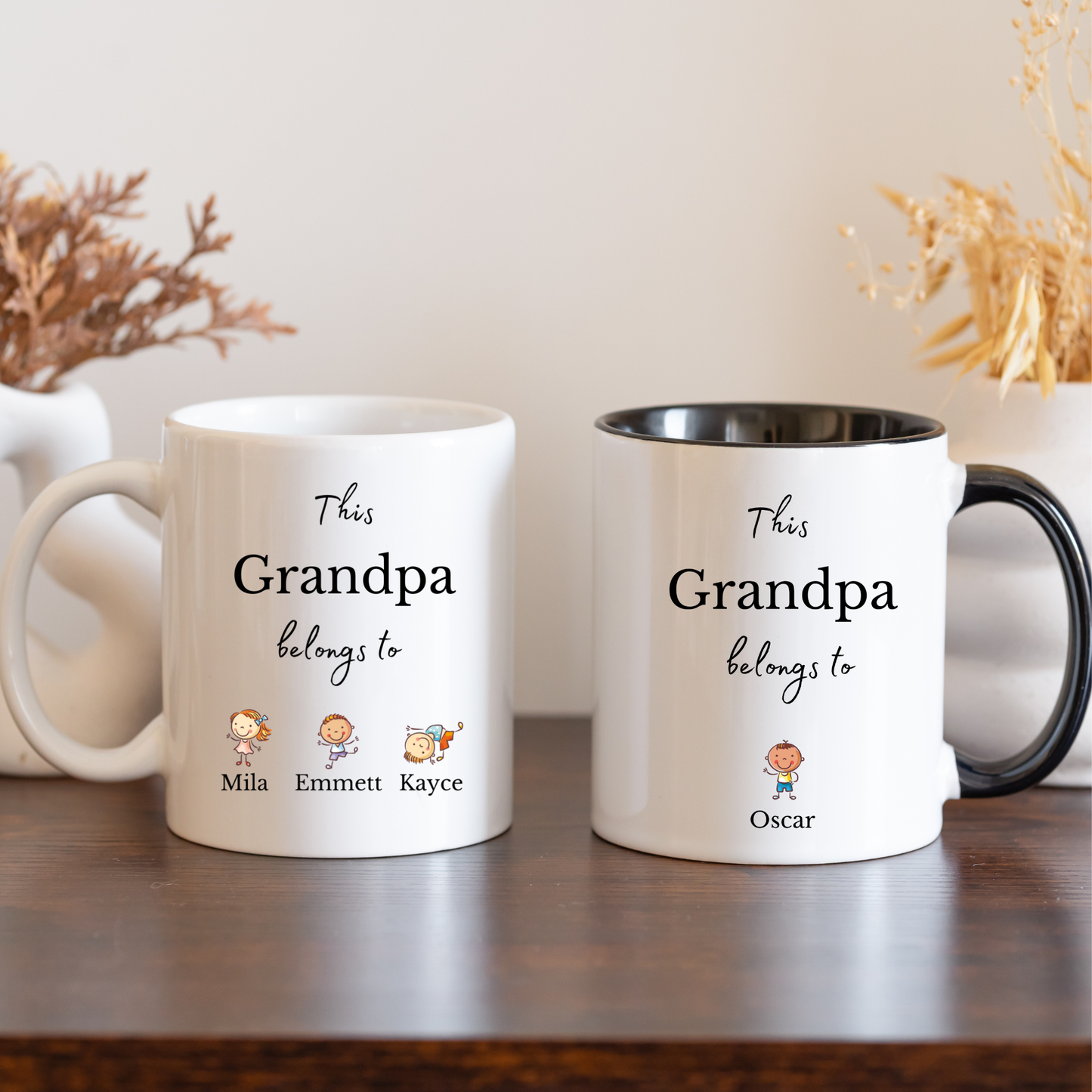 Personalised Grandpa Mug. Grandpa Gifts Custom Grandpa Mug. Grandpa mug with kids names