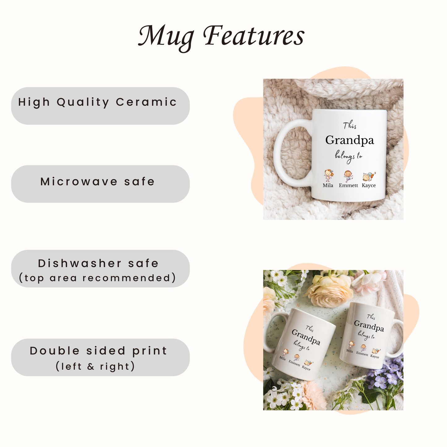 Personalised Grandpa Mug. Grandpa Gifts Custom Grandpa Mug. Grandpa mug with kids names