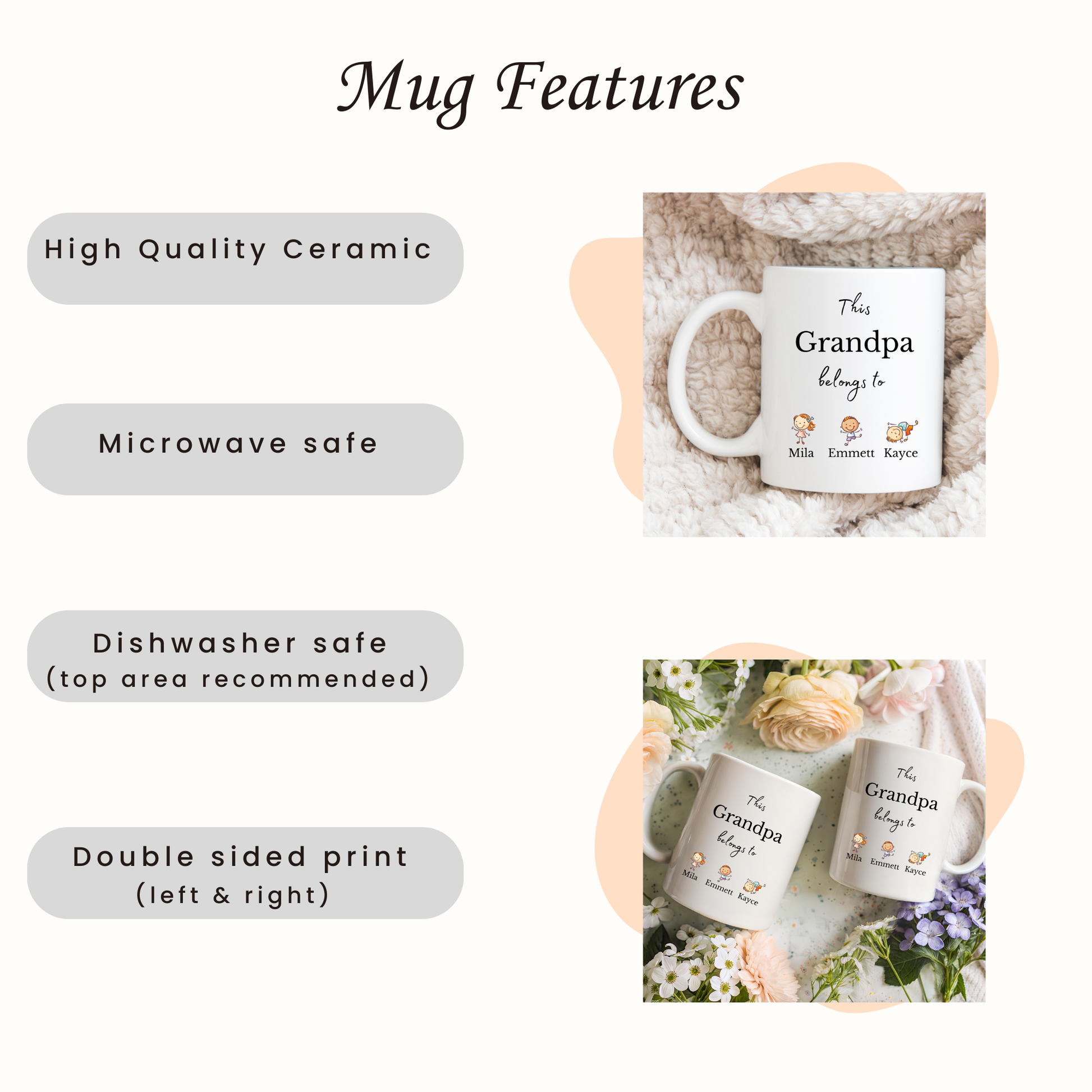 Personalised Grandpa Mug. Grandpa Gifts Custom Grandpa Mug. Grandpa mug with kids names