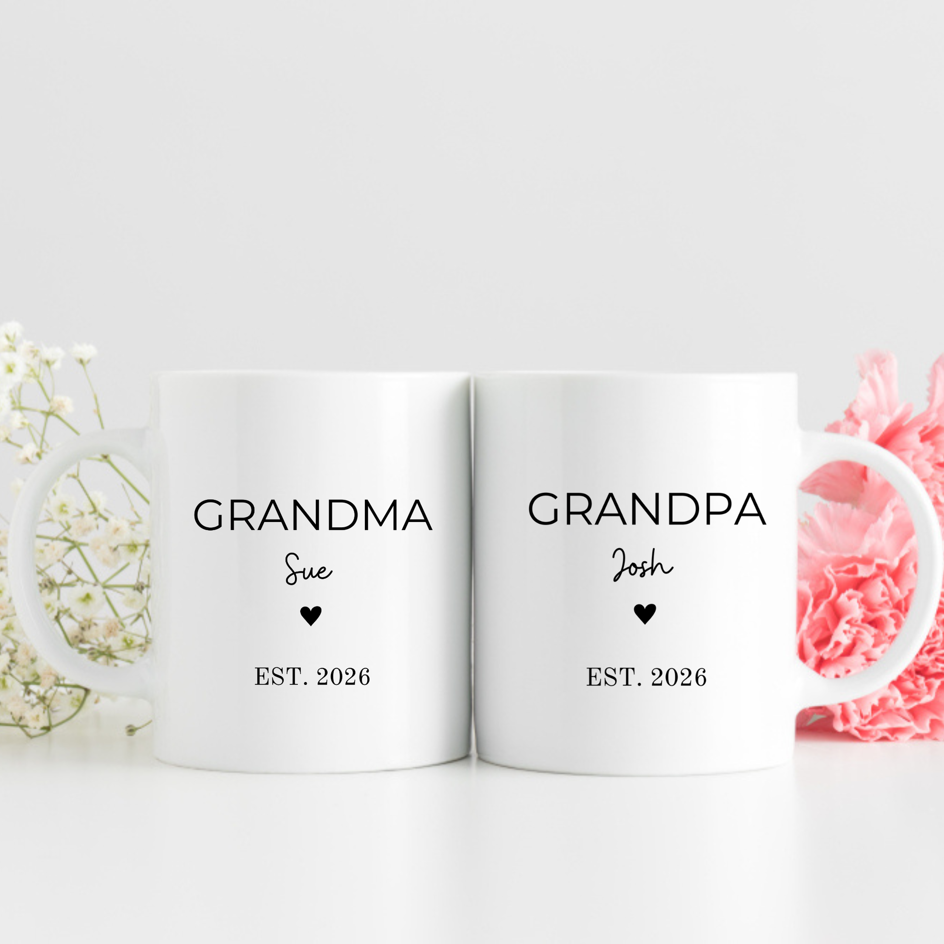 Personalised Grandma & Grandpa Mug Set: Baby Announcement Gift Grandparents. Personalised Grandparents Baby Reveal Gift