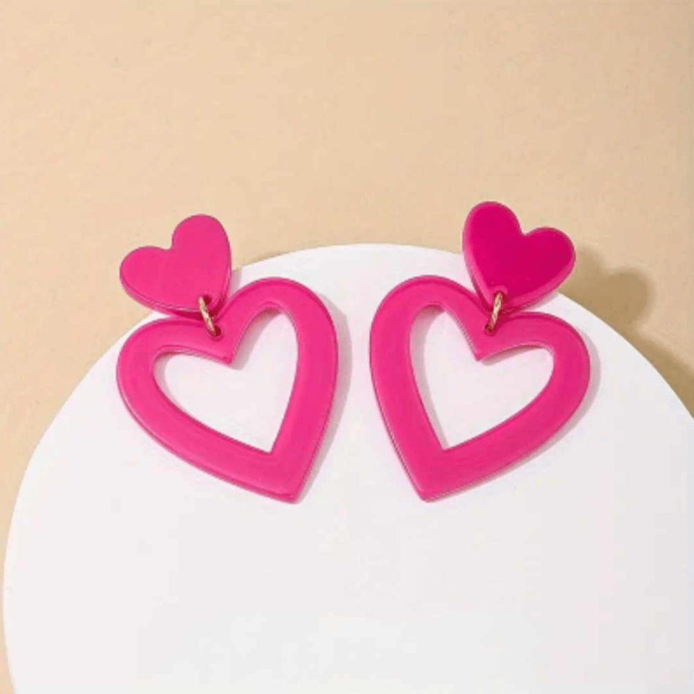 heart earrings pink