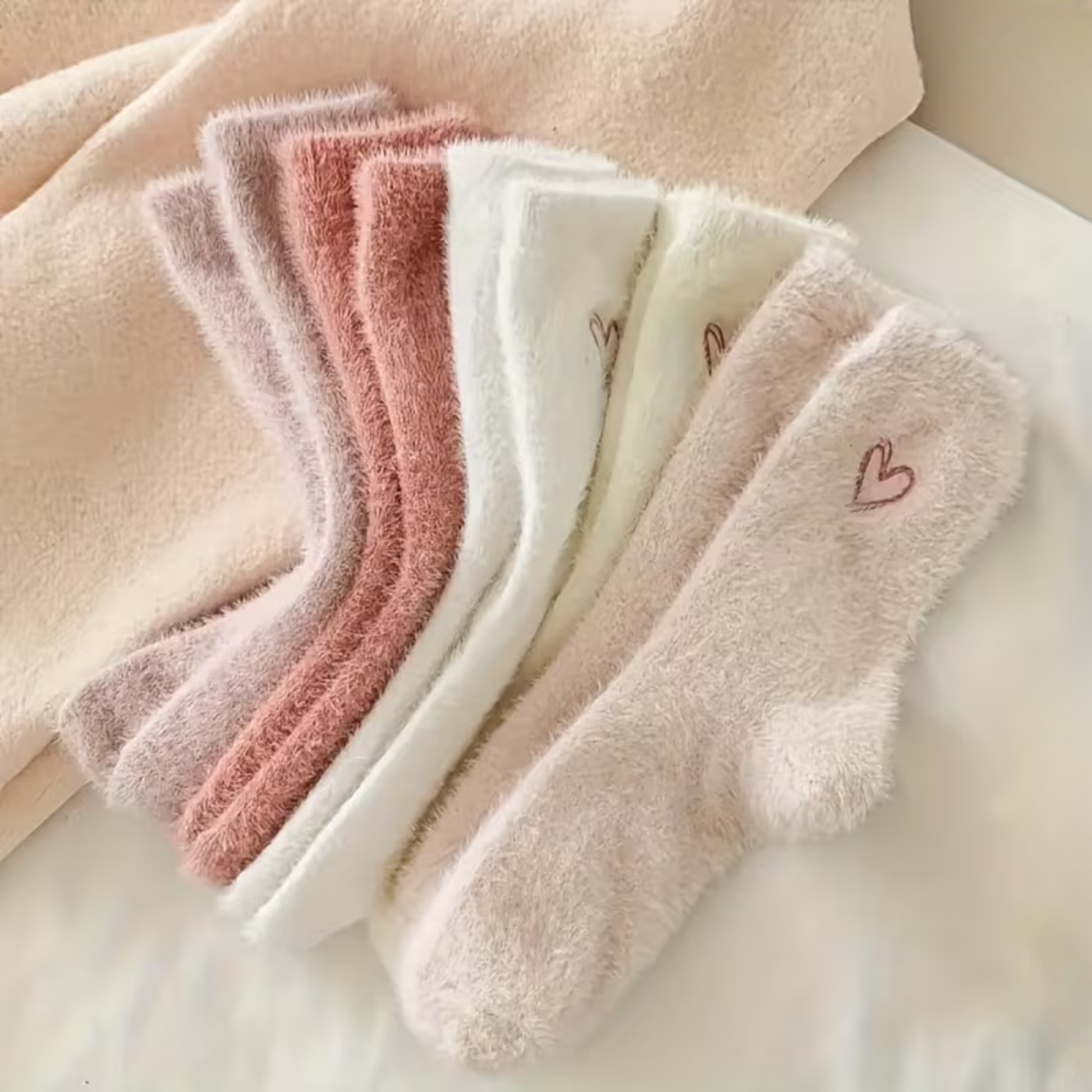 Fluffy hearts socks
