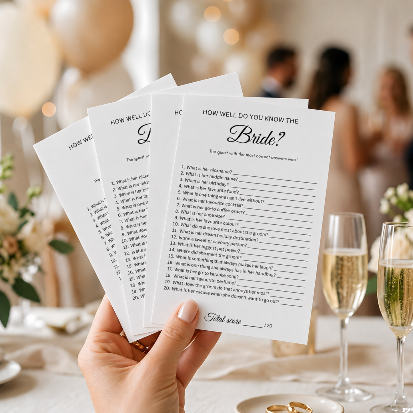 Who Knows the Bride Best How Well Do You Know the Bride Game Personalised Bridal Shower Hens Party Game Bride to Be Quiz Wedding Shower Activity
