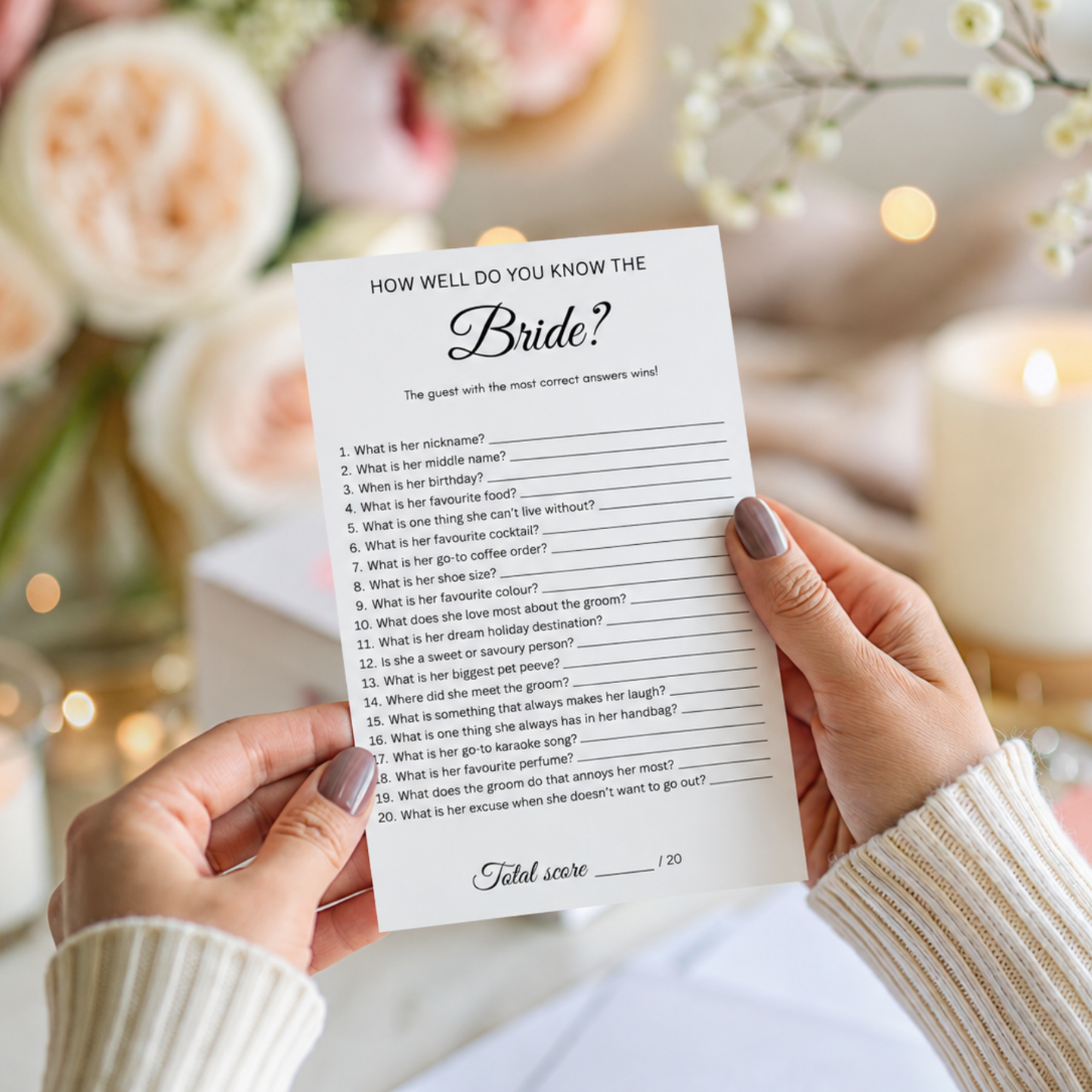 Who Knows the Bride Best How Well Do You Know the Bride Game Personalised Bridal Shower Hens Party Game Bride to Be Quiz Wedding Shower Activity